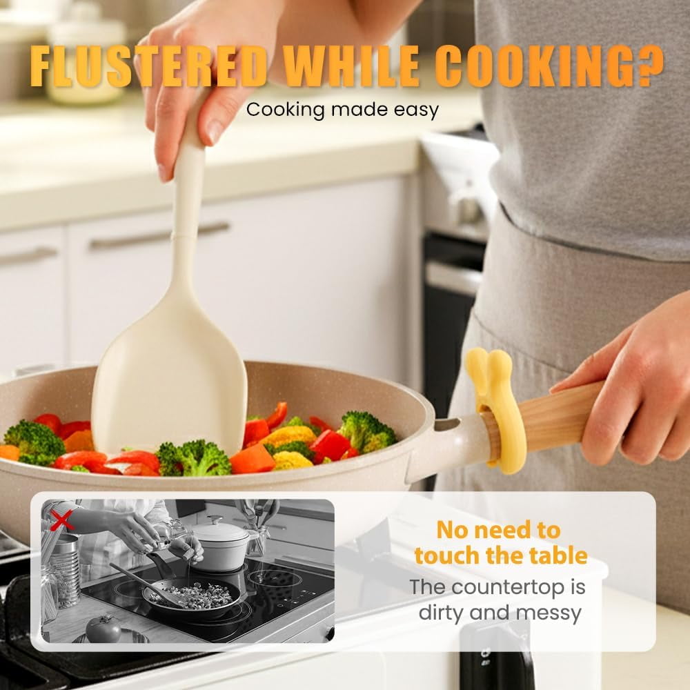 Multifunction Silicone Pot Handle Spatula Rack, Spoon Holder Stove Organizer Kitchen Gadgets, Steam Releaser,Utensil Anti Scalding Pot Clip for Cooking Accessories