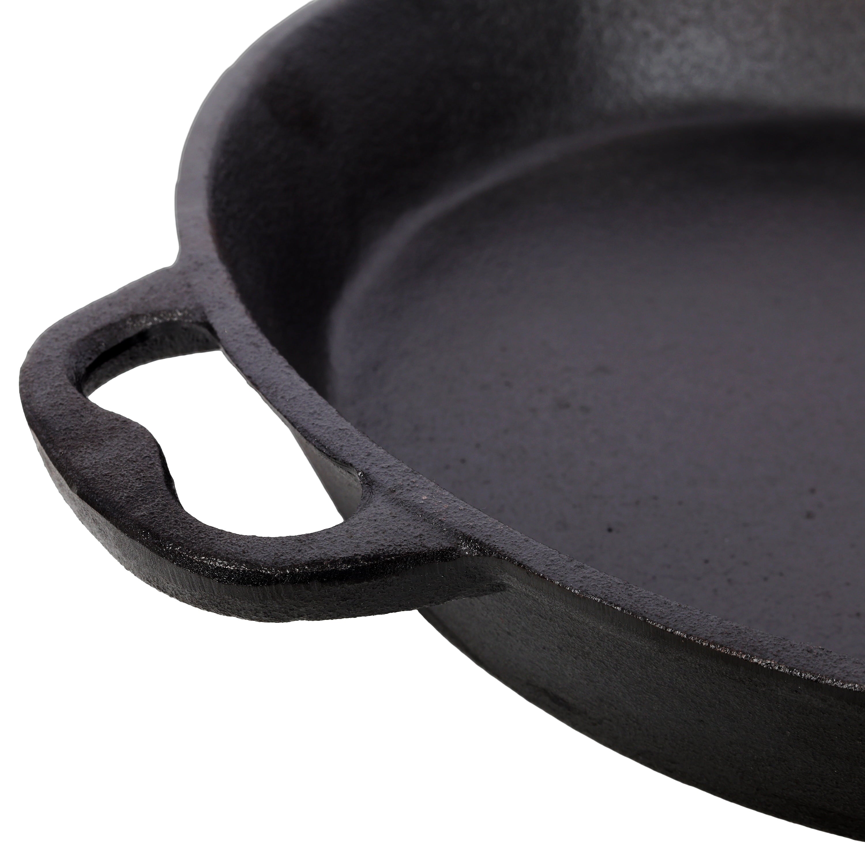 Cast Iron Skillet, 12 Inch Pre-Seasoned Cast Iron Pan with Dual Helper Handles, Even Heating Grill and Oven Safe Cookware, Induction Stovetop Pan for Searing and Baking, Black