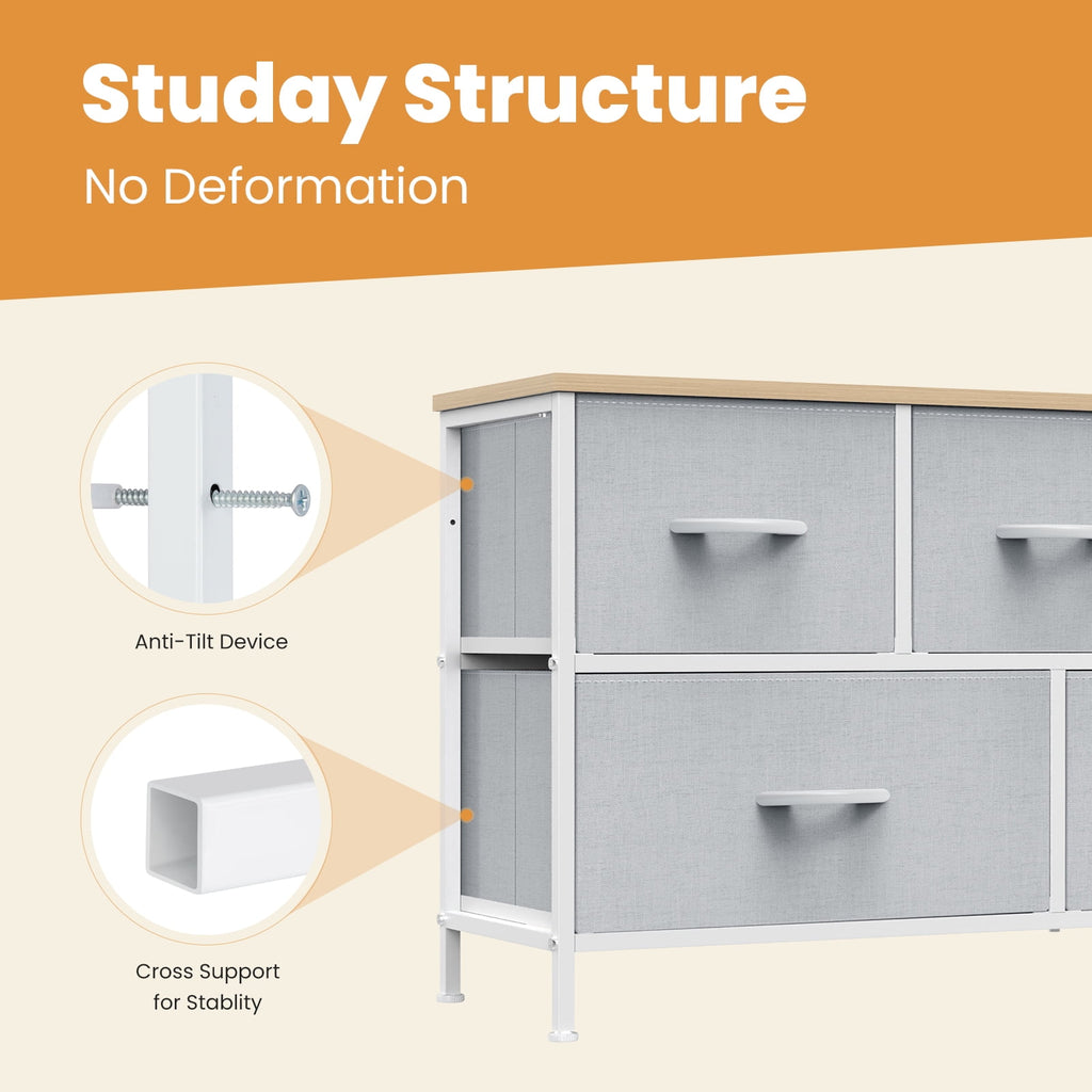 edx 5 Drawers Fabric Dresser for Bedroom, Drawer Organizer Storage Cabinet for Closet, Clothes, TV Stand, Black