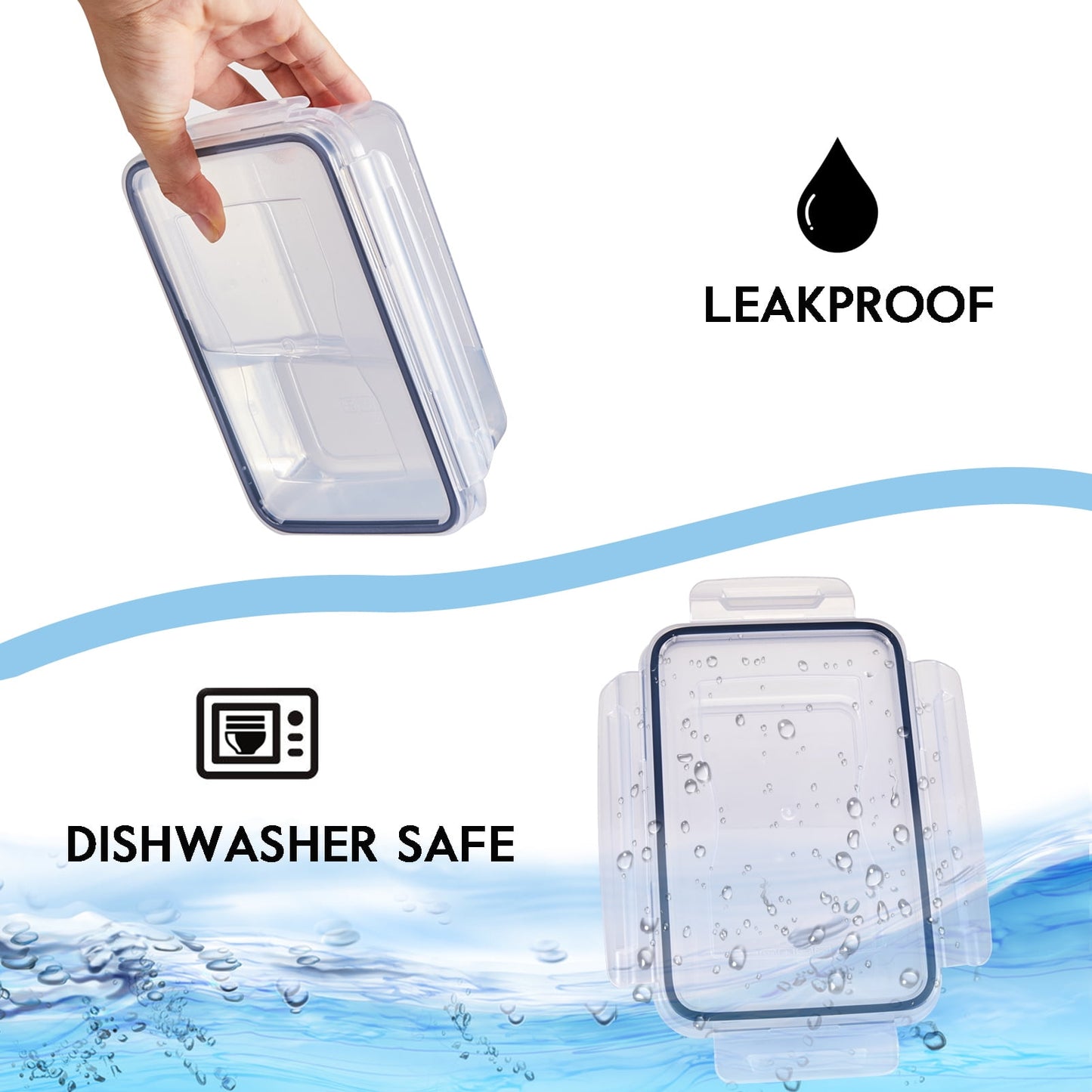 24-Pack Airtight Food Storage Container Set With Easy Snap Lock Lids - Plastic Containers For Picnics With 12 Boxes and 12 Lids, Camping, Office, And School