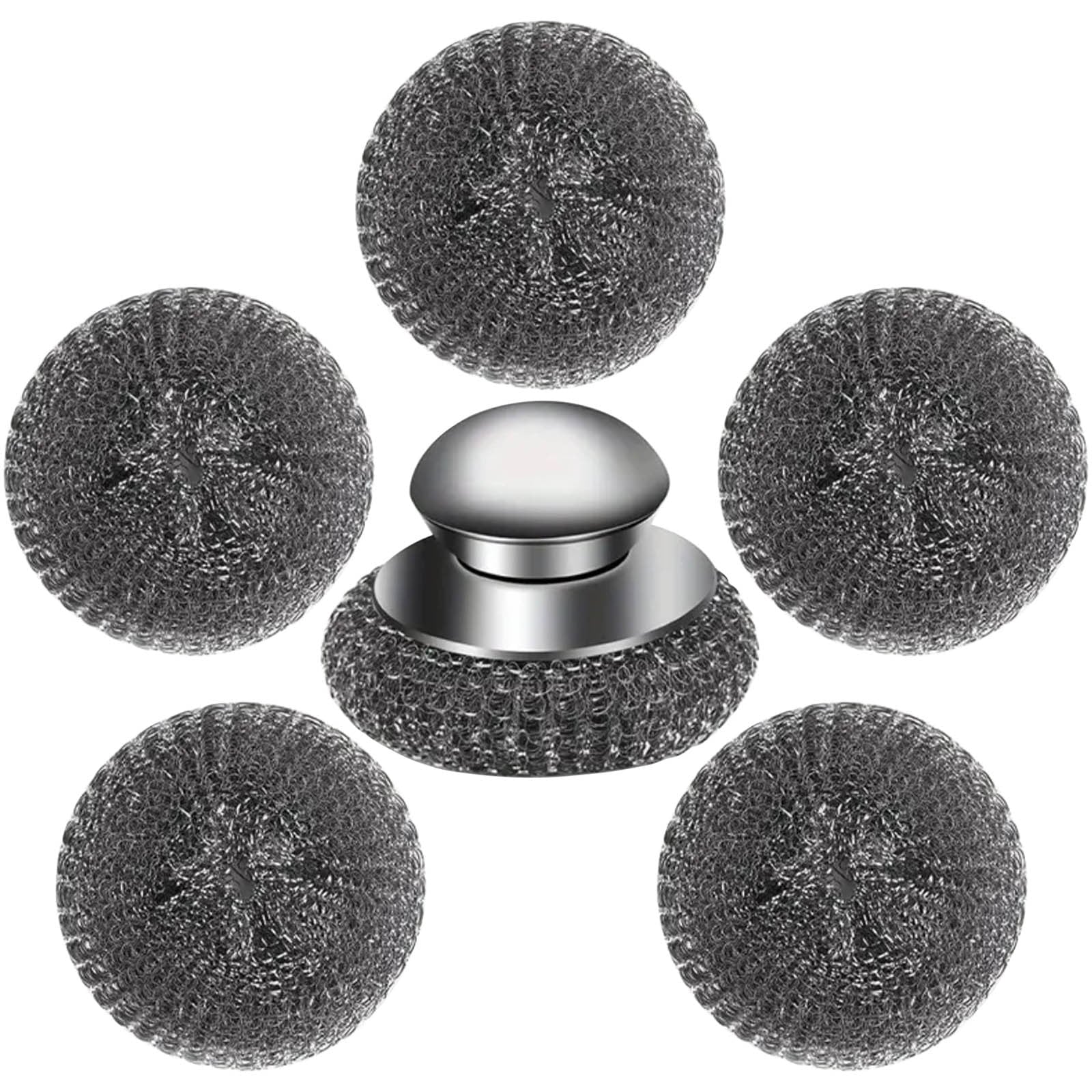 Stainless Steel Wool Pads,5 Replacement Pads,Detachable Design for Cleaning Cookware,Kitchen Use,Dishwashing Helper,Kitchen Cleaning Tool|Stainless Steel,Grey,NCHKUN