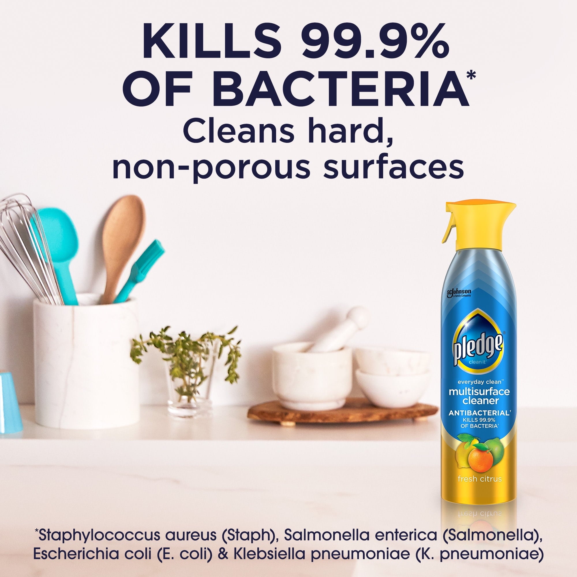 Pledge® Everyday Cleaner™ Multi Surface Antibacterial Cleaner, Aerosol, Fresh Citrus, 9.7 oz