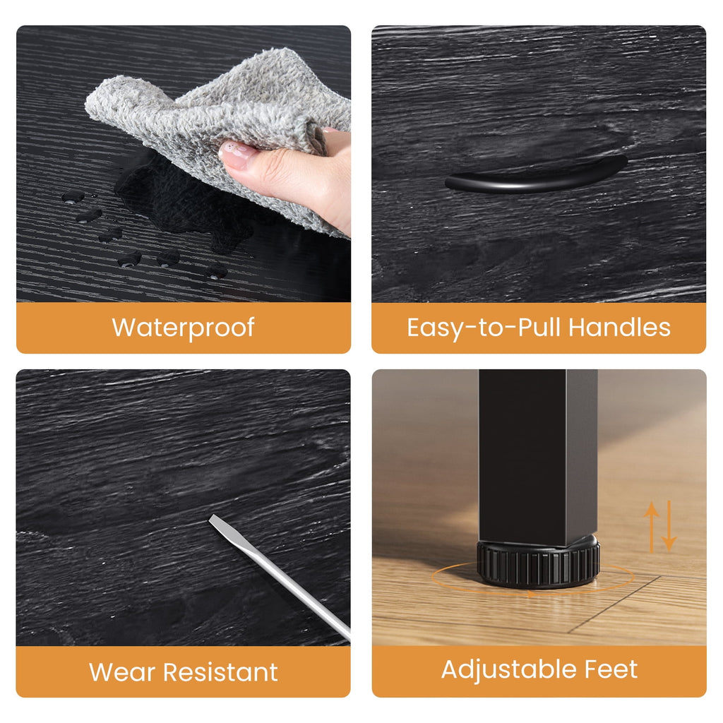 edx 5 Drawers Fabric Dresser for Bedroom, Drawer Organizer Storage Cabinet for Closet, Clothes, TV Stand, Black