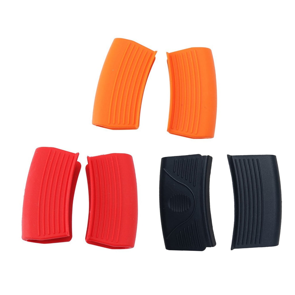 2 Pcs Silicone Assist Hot Pan Handle Holder Pot Holders for Enameled Griddles Casseroles Frying Pans Cookware