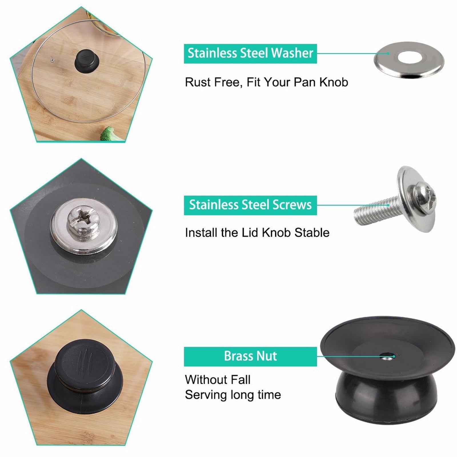 5 Pcs Universal Pot Lid Cover Knobs, Replacement Lid Handles, Heat-Resistant Black Plastic Knobs for Kitchen Bakeware Assessories Cover Black Great Helper