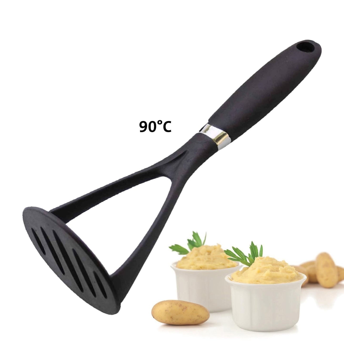 Silicone Potato Masher Kitchen Tool, Ergonomic Heat-Resistant Potato Smasher, Vegetable Masher, Fruit Masher, Manual Kitchen Helper for Non-Stick Cookware