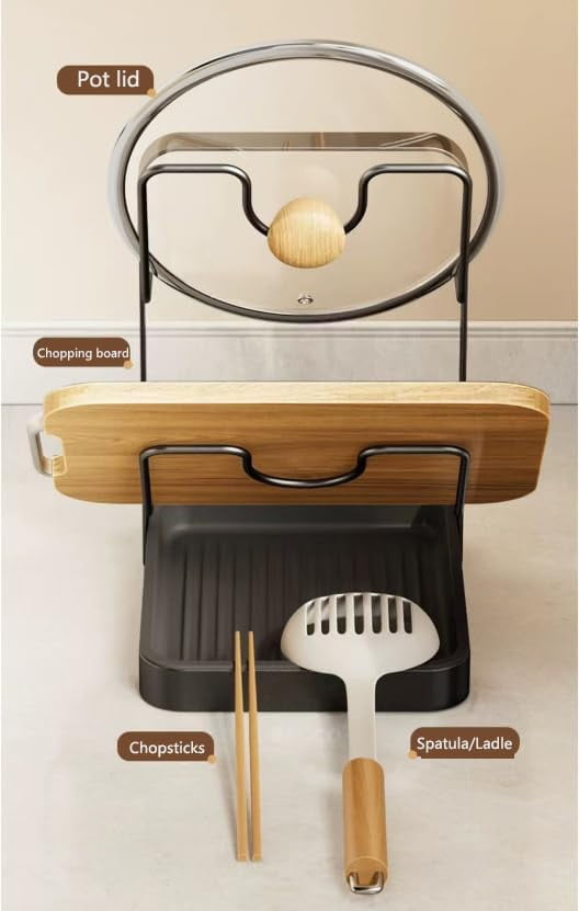 Kitchen Pot Lid Storage Rack,Uses stainless steel to store cookware while cooking,great helper for keeping your countertop tidy