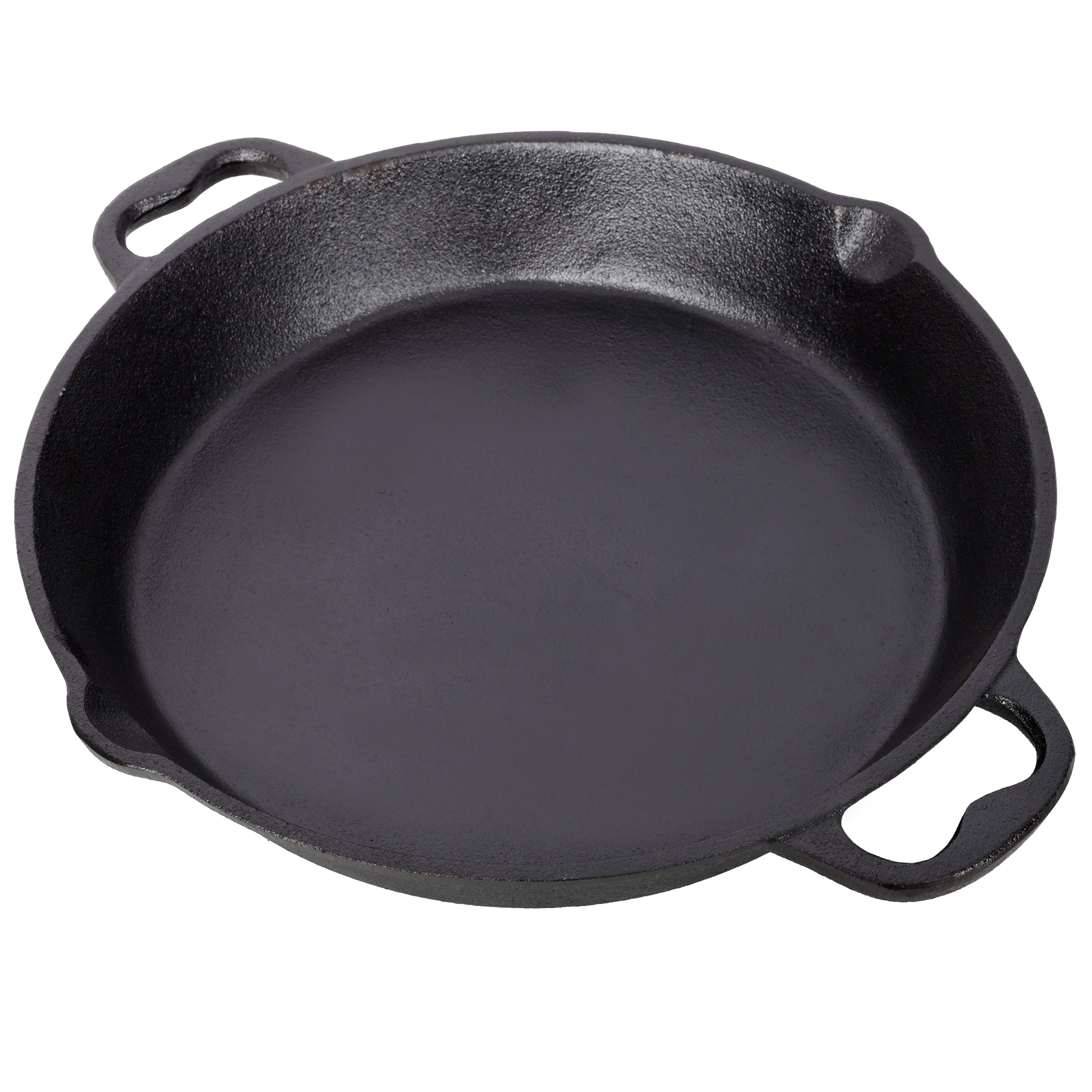Cast Iron Skillet, 12 Inch Pre-Seasoned Cast Iron Pan with Dual Helper Handles, Even Heating Grill and Oven Safe Cookware, Induction Stovetop Pan for Searing and Baking, Black