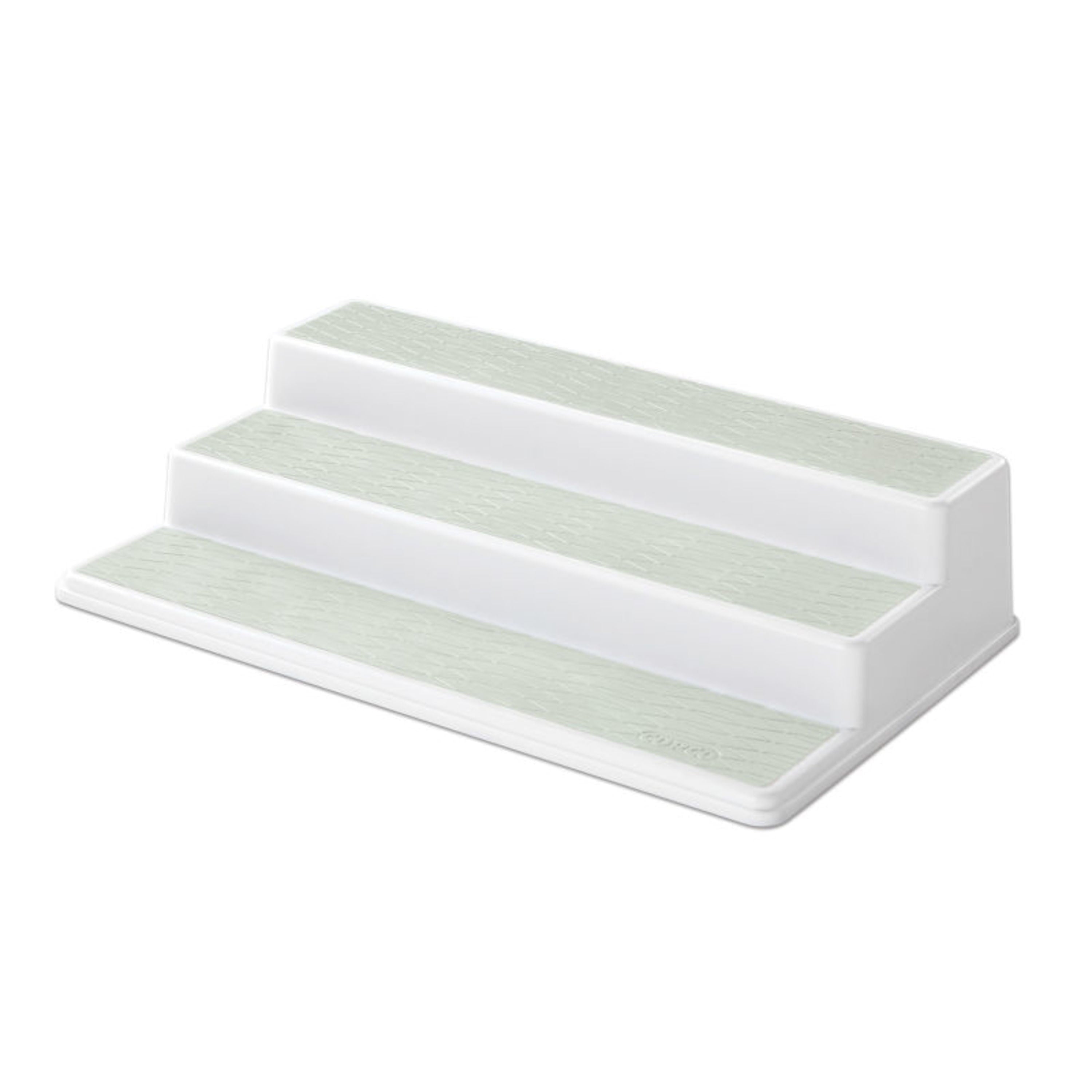 Copco Non-Skid 3-Tier Spice Pantry Kitchen Cabinet Organizer, 15-inch, White/Gray