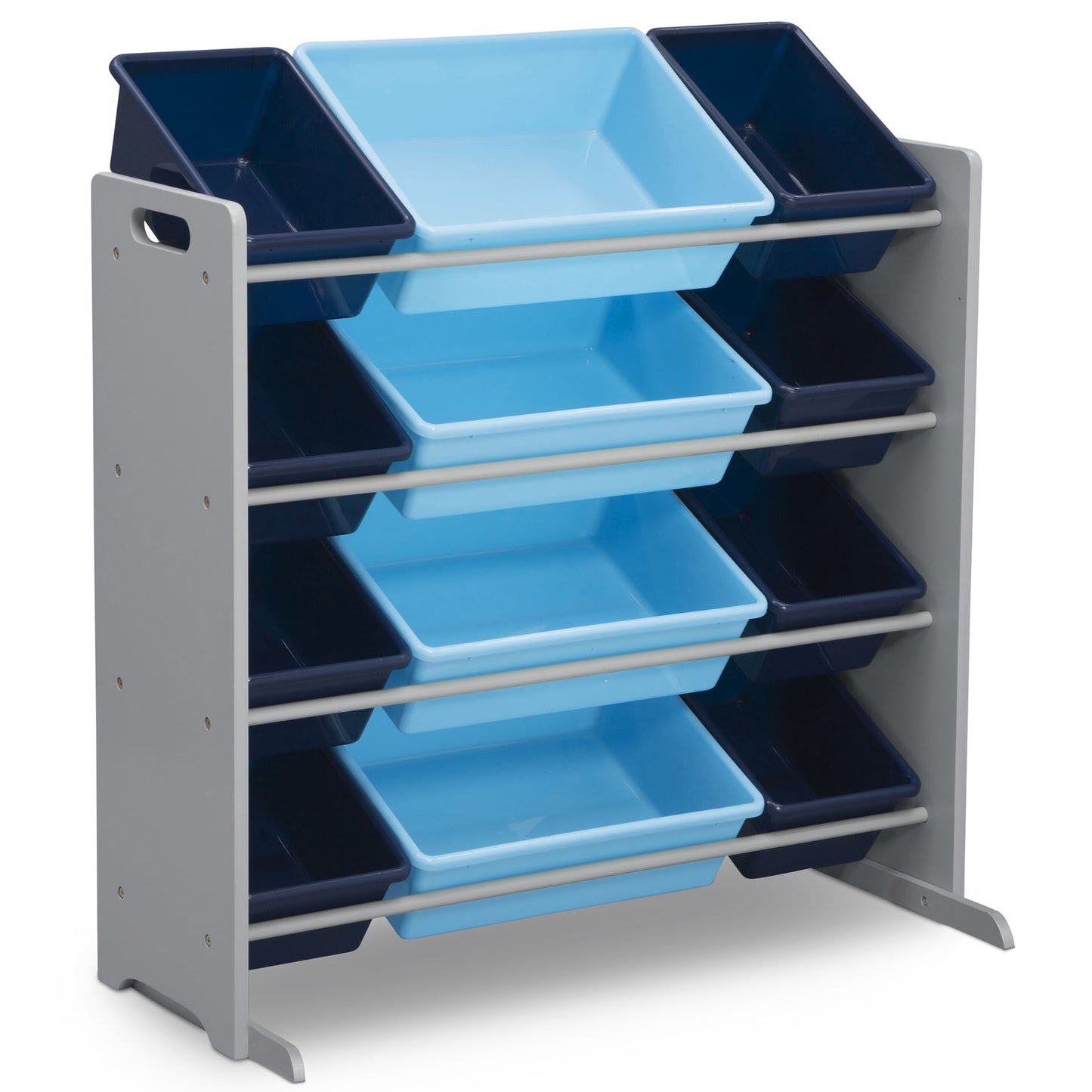 Kids Toy Storage Organizer with 12 Plastic Bins, Gold Certified, White/Pink