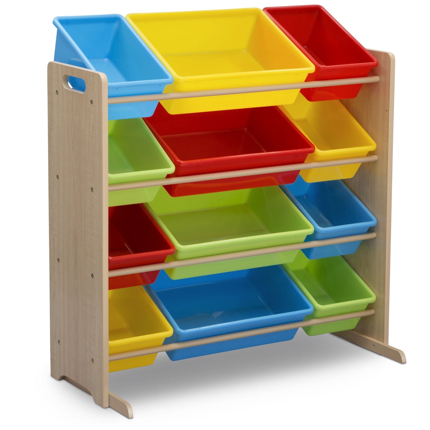 Kids Toy Storage Organizer with 12 Plastic Bins, Gold Certified, White/Pink