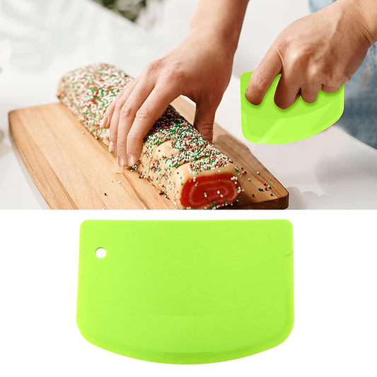 4Pc Bench Scraper,5" Green Multifunctional Dough Scraper For Scraping,Chopping &amp; Shaping,Bpa Free Plastic Scraper,Hard Bench Scraper,Pastry Bread Baking Tool,Cake Fondant Baking Essential