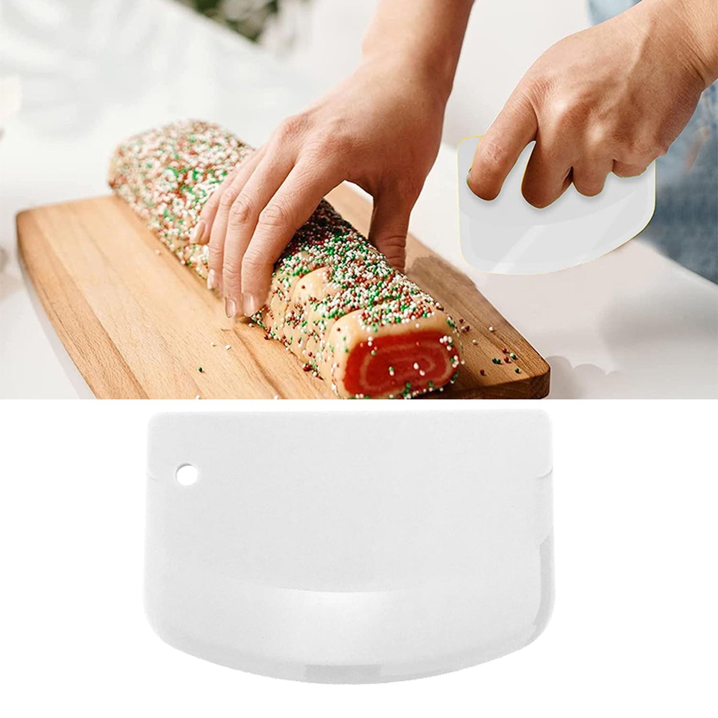4Pc Bench Scraper,5" Green Multifunctional Dough Scraper For Scraping,Chopping &amp; Shaping,Bpa Free Plastic Scraper,Hard Bench Scraper,Pastry Bread Baking Tool,Cake Fondant Baking Essential
