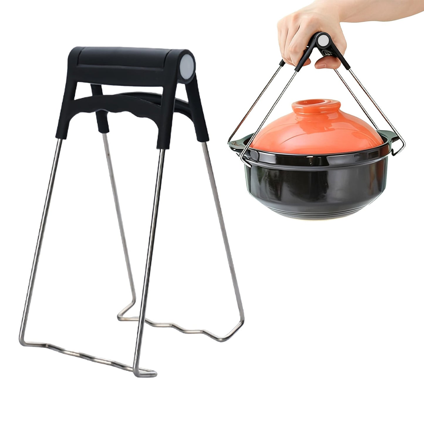 Universal Stainless Steel Plate Lifter,Folding Hot Dish Clip,Anti-Scald Bowl Retriever,Kitchen Tongs Tool,Heat-Resistant Dish Gripper,Multifunction Pan Holder,Hot Food Cookware Clip Black