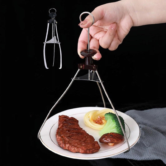 Stainless Steel Kitchen Tongs, Stainless Steel Plate Lifter, Heat Resistant Pot Clip for Hot Dishes, Tripod Scald Proof Tongs for Kitchen, Oven Safe Utensil, Serving Tool, Cookware Helper