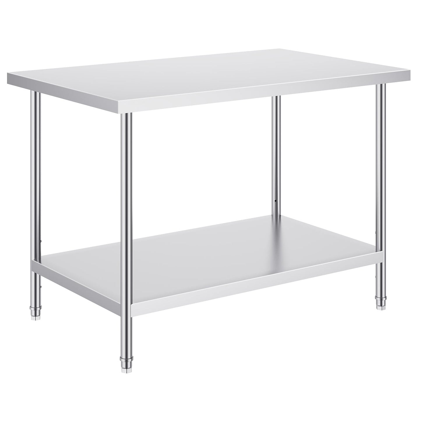 35 x 24 x 31 Inch Metal Prep Station, Heavy Duty Commercial Food Prep Work Table up to 700 lbs, Robust Stainless Steel Work Table with 3 Height Adjustment Options for Kitchen, Restaurant