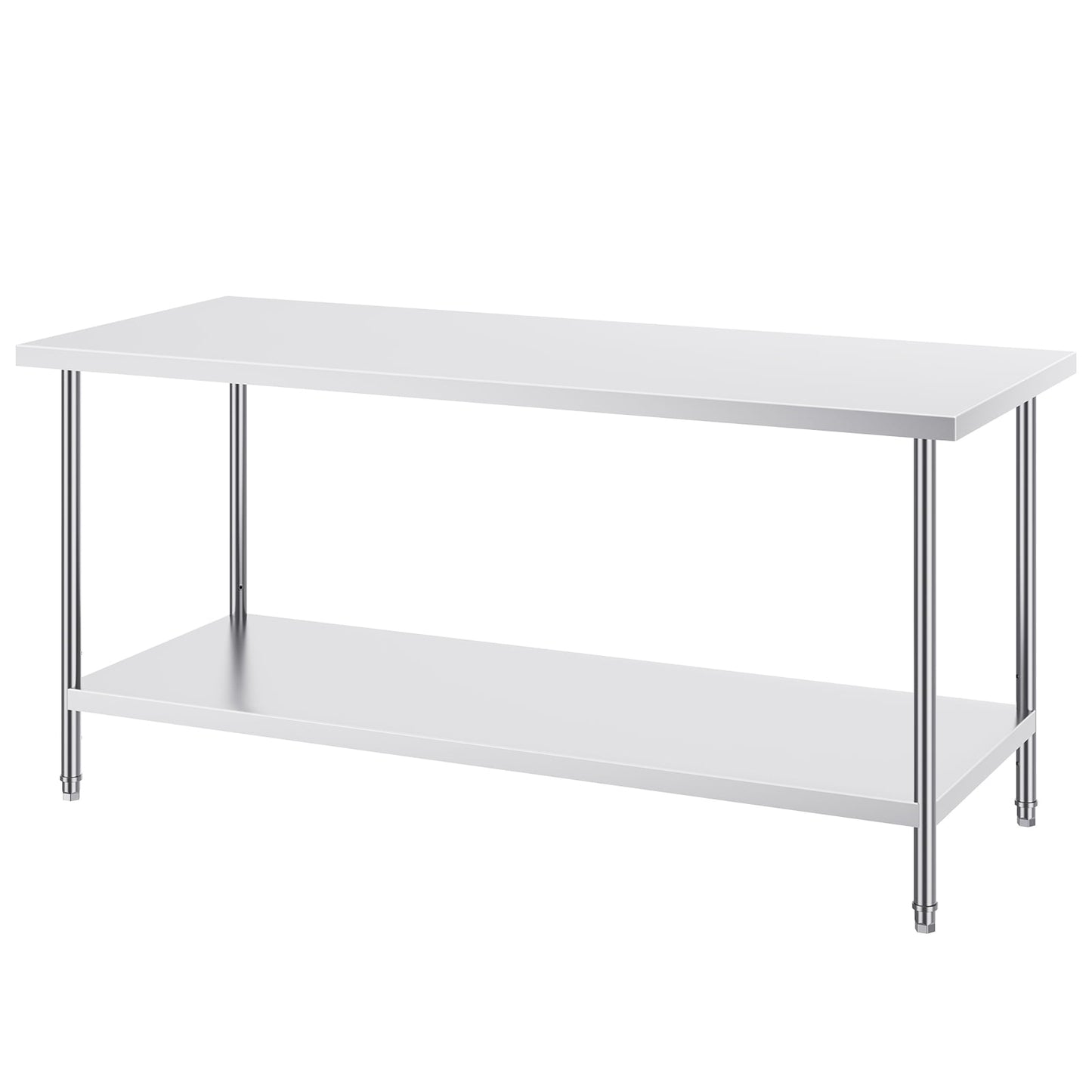 35 x 24 x 31 Inch Metal Prep Station, Heavy Duty Commercial Food Prep Work Table up to 700 lbs, Robust Stainless Steel Work Table with 3 Height Adjustment Options for Kitchen, Restaurant