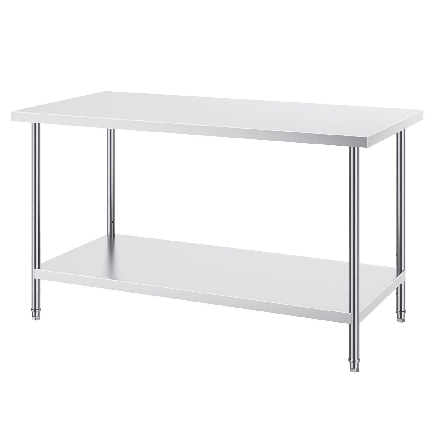 35 x 24 x 31 Inch Metal Prep Station, Heavy Duty Commercial Food Prep Work Table up to 700 lbs, Robust Stainless Steel Work Table with 3 Height Adjustment Options for Kitchen, Restaurant