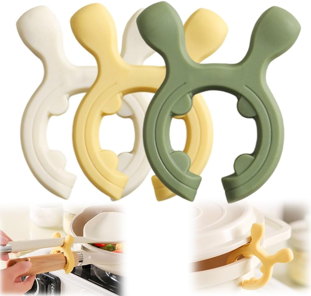 Multifunction Silicone Pot Handle Spatula Rack, Spoon Holder Stove Organizer Kitchen Gadgets, Steam Releaser,Utensil Anti Scalding Pot Clip for Cooking Accessories