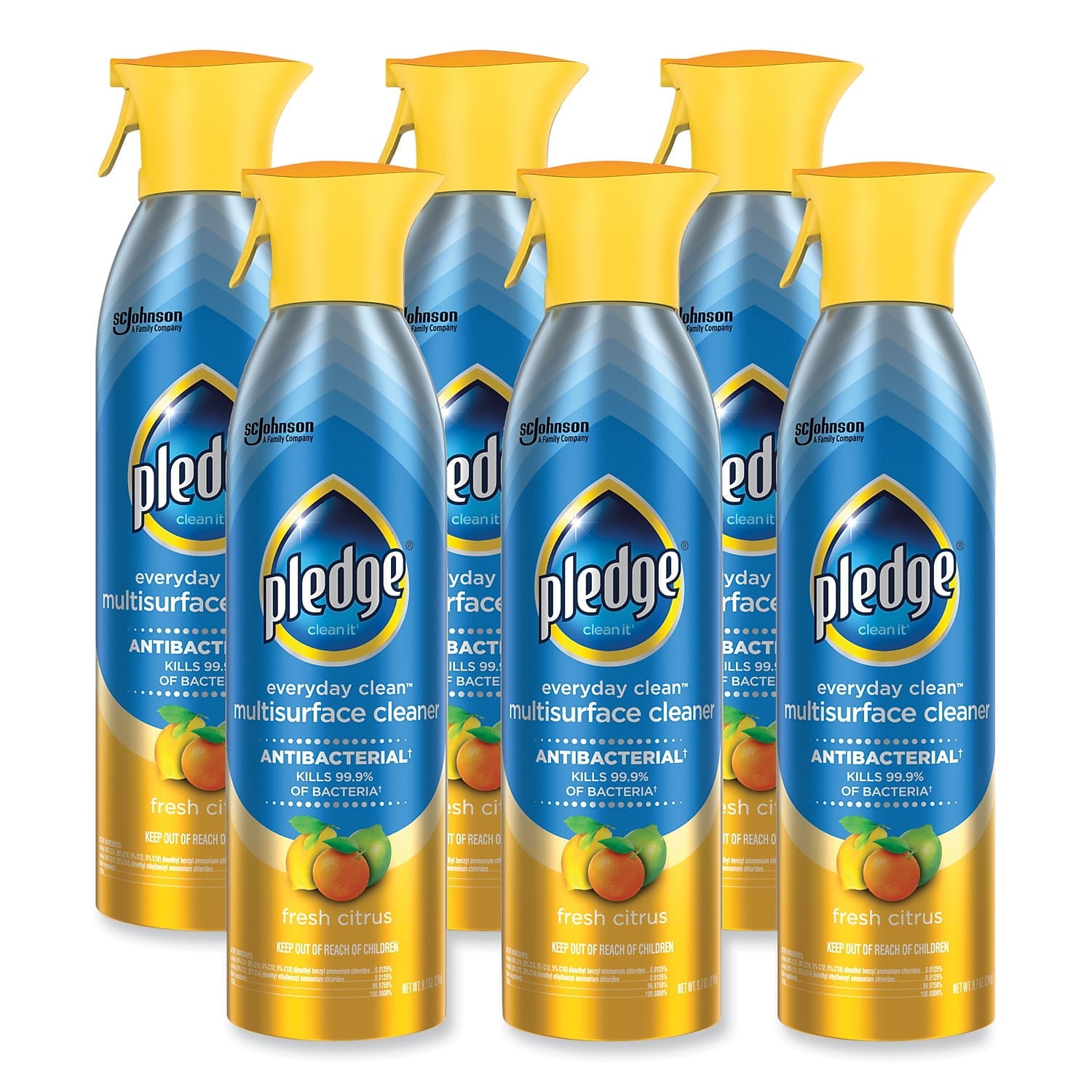 Pledge® Everyday Cleaner™ Multi Surface Antibacterial Cleaner, Aerosol, Fresh Citrus, 9.7 oz