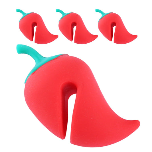 4Pcs Red Pot Lid Lifters Silicone Cover Stand for Soup and Pan Cooking