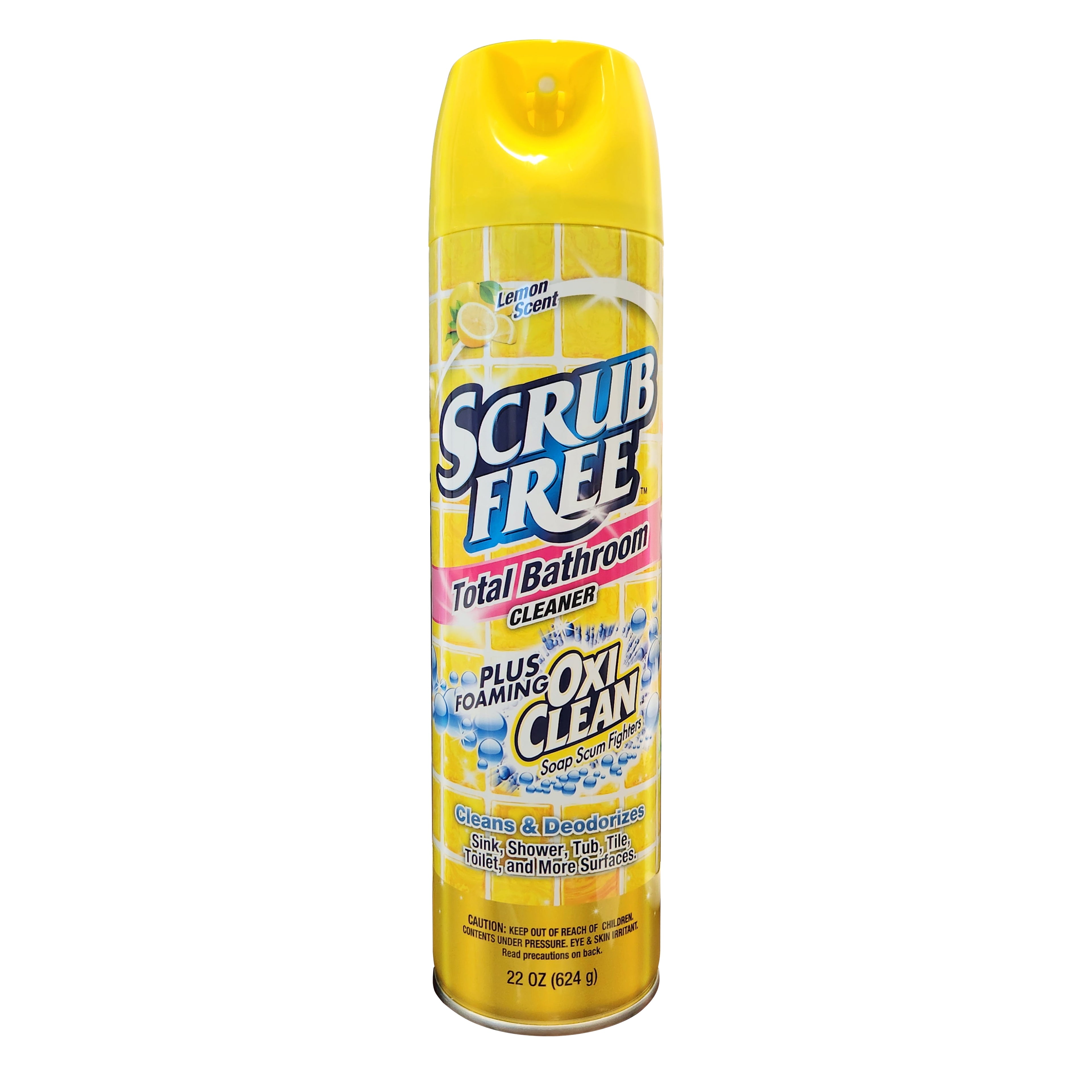 Scrub Free Bathroom Cleaner, Tough Stains &amp; Grime, Lemon Scent with Oxi Clean, 22 oz Foaming Spray