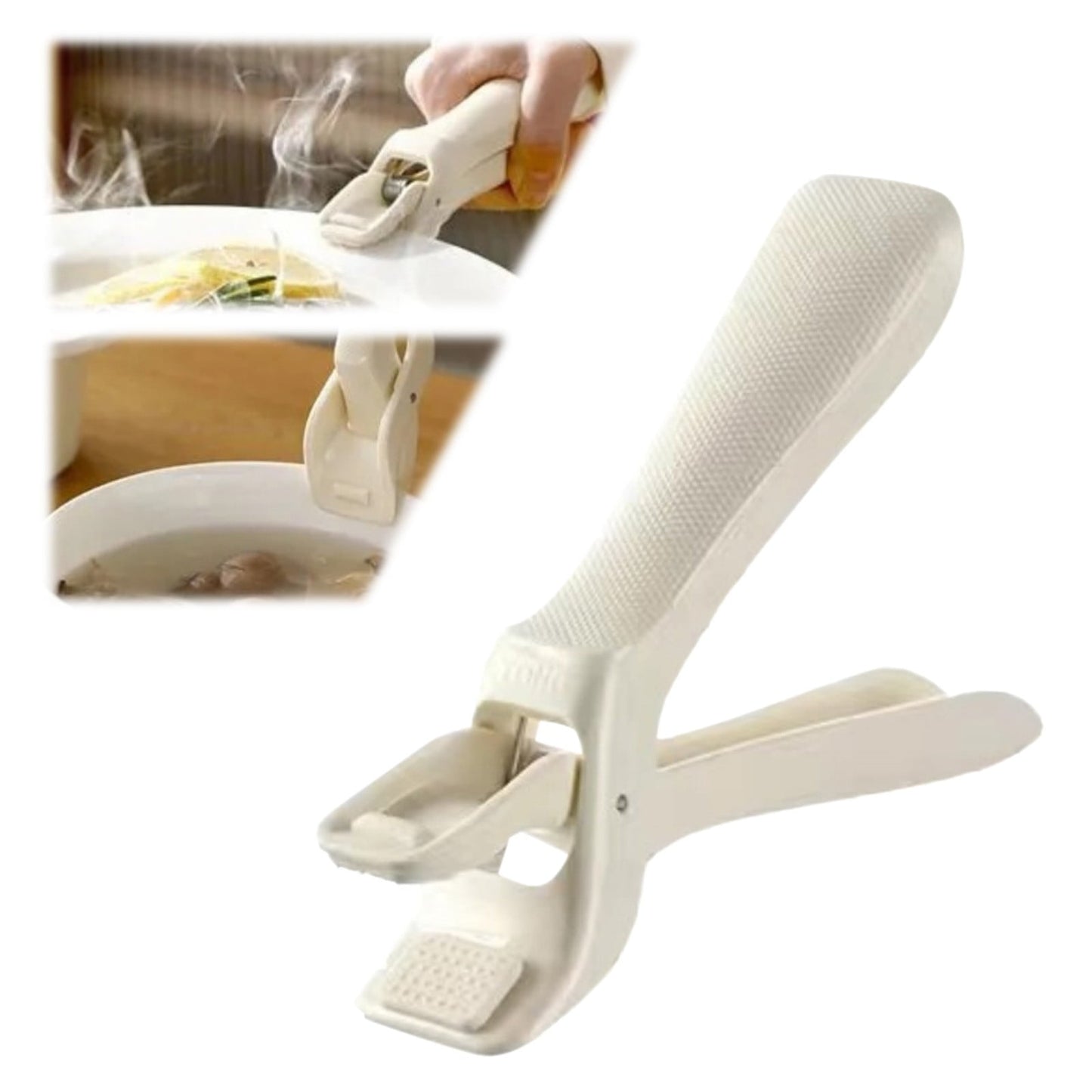 Silicone Hot Plate Clip, Heat Resistant Anti-Scald Bowl Gripper, Tongs for Dishes, Pans and Pots, Kitchen Helper Tool,Kitchen Gadget, Heat Resistant Clip,Beige,16x3.5cm