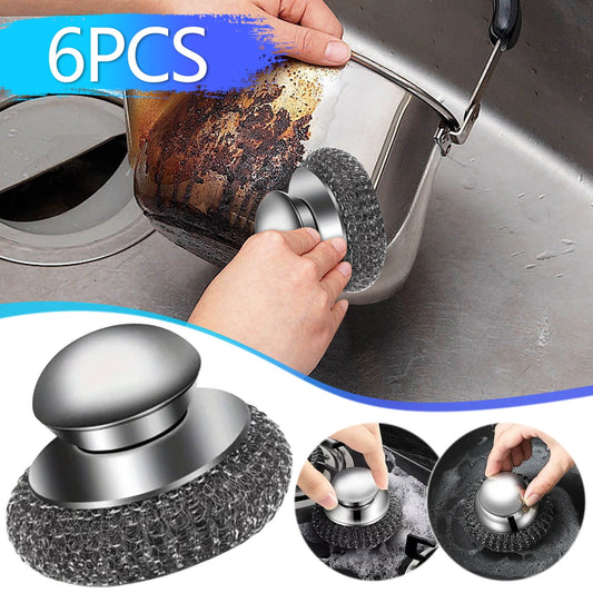 Stainless Steel Wool Pads,5 Replacement Pads,Detachable Design for Cleaning Cookware,Kitchen Use,Dishwashing Helper,Kitchen Cleaning Tool|Stainless Steel,Grey