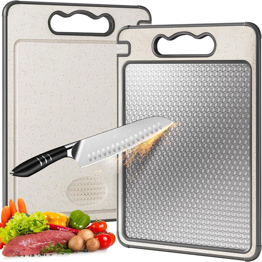 Cutting Board – Titanium Cutting Board with Built-In Knife Sharpener, Double-Sided Pure Titanium &amp; PP Kitchen Board, Non-Porous, Easy to Clean, Food Prep Board
