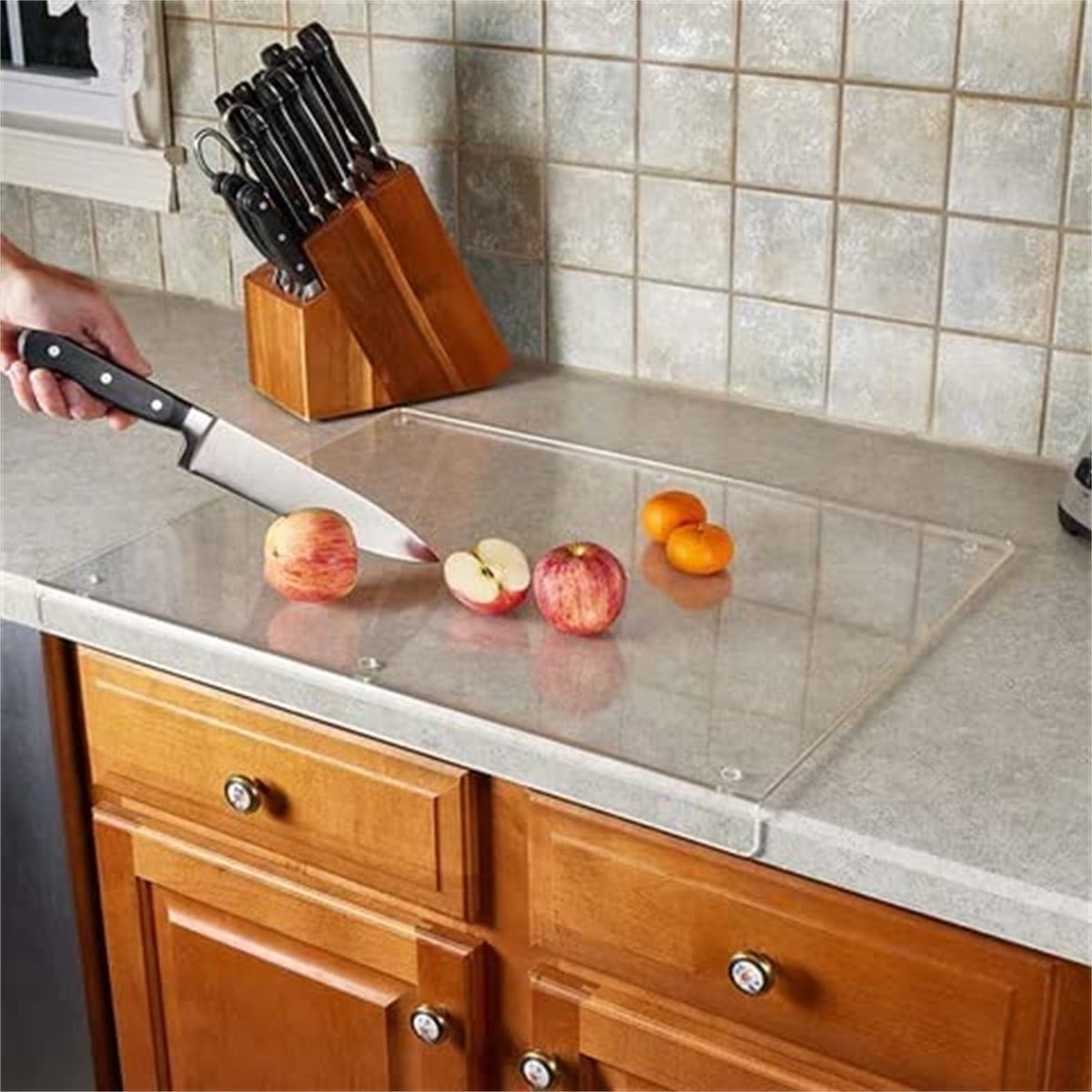 Transparent Acrylic Cutting Board with Edges | 18x16 Inch Countertop Protector for Kitchen Prep, Slicing, and Serving | Plastic Chopping Board for Home, Restaurant, and Commercial Use