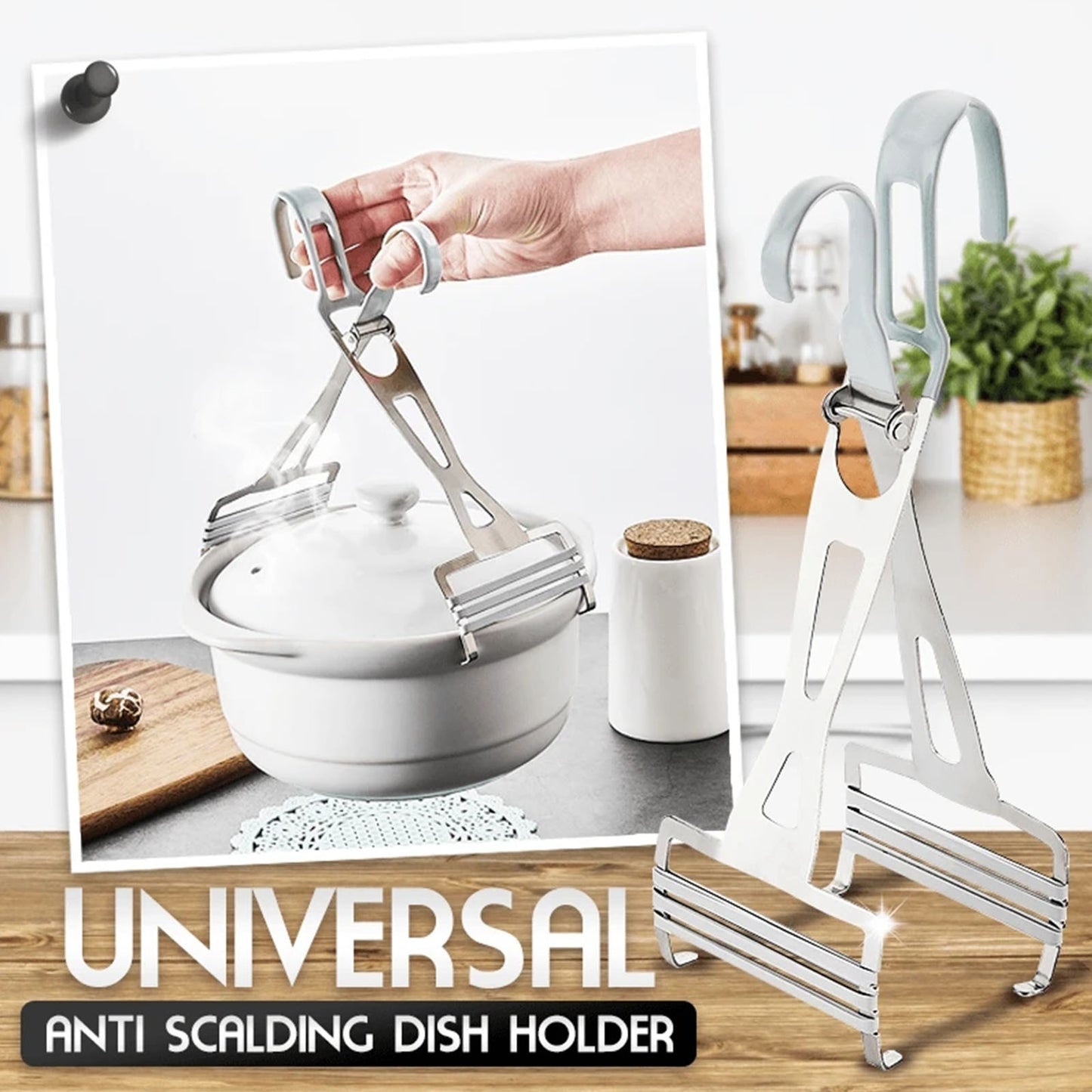 Hot Plate Lifter Stainless Steel Kitchen Tool Safely Lifts Bowls from Steamers Prevents Burns Secure Grip for Home Kitchen Bar Restaurant Dishwasher Safe Ergonomic Handles