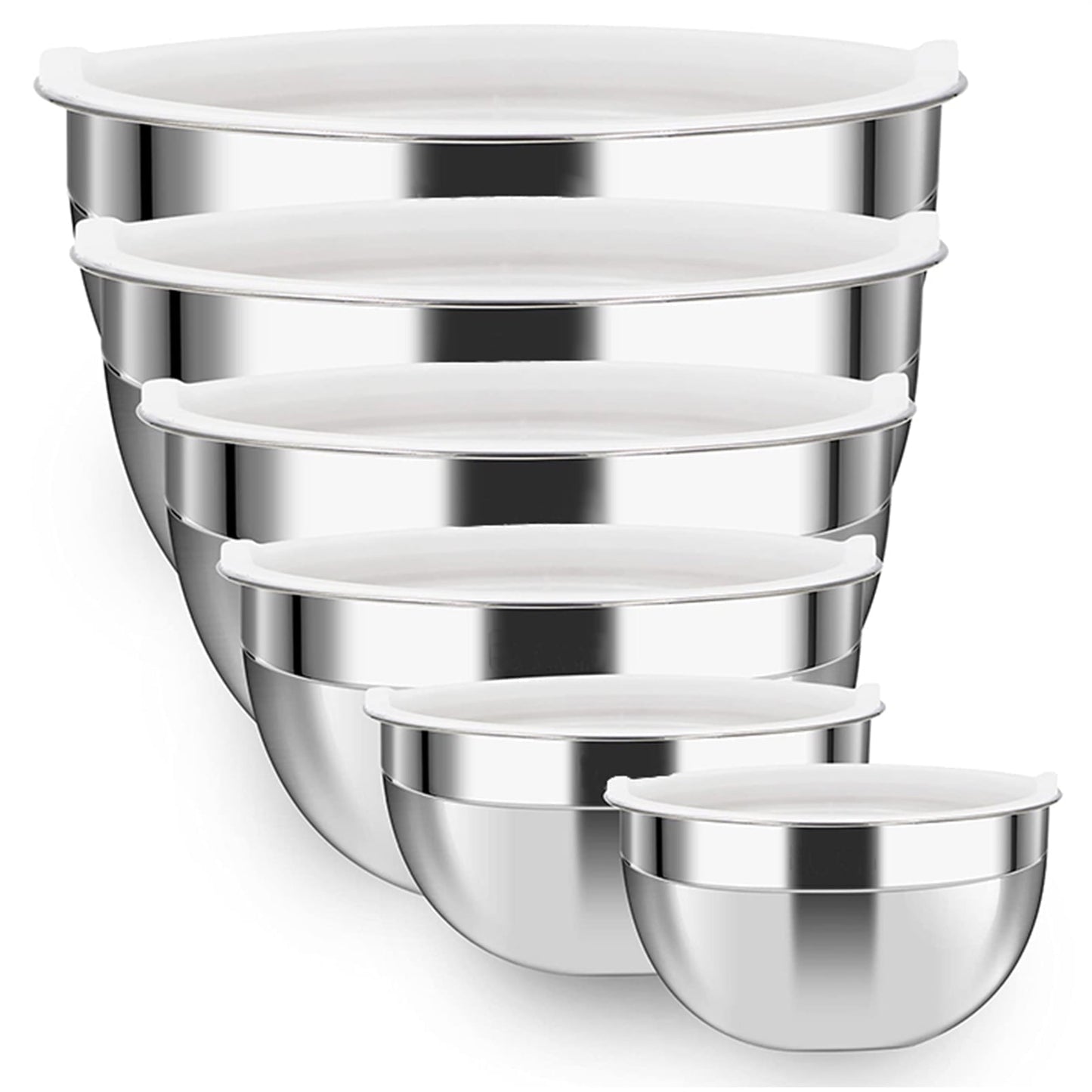 6 Pack Stainless Steel Mixing Bowls Set,Kitchen Metal Meal Prep Bowls with Lids for Baking,Cooking,Serving