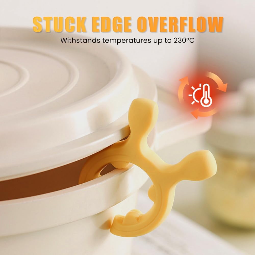 Multifunction Silicone Pot Handle Spatula Rack, Spoon Holder Stove Organizer Kitchen Gadgets, Steam Releaser,Utensil Anti Scalding Pot Clip for Cooking Accessories