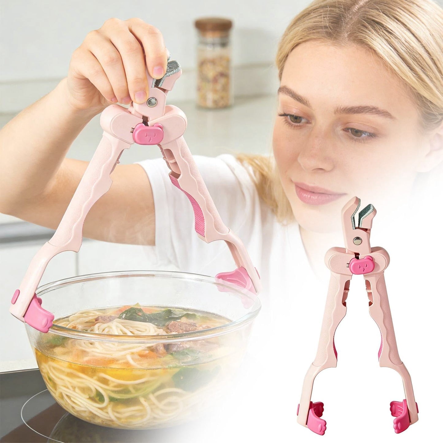 Hot Plate Gripper Anti Scald, Multi Angle Anti Scald Bowl Holder Clip and Hot Plate Grabber Tool with Lock, Kitchen Utensil for Bowls Pans and Dishes, Gripper Tool