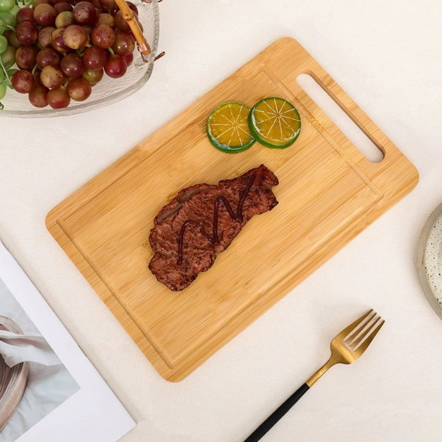 Wood Cutting Board, Reversible Chopping Boards with Hanging Hole Dishwasher Safe Meal Prep and Serving Boards for Kitchen
