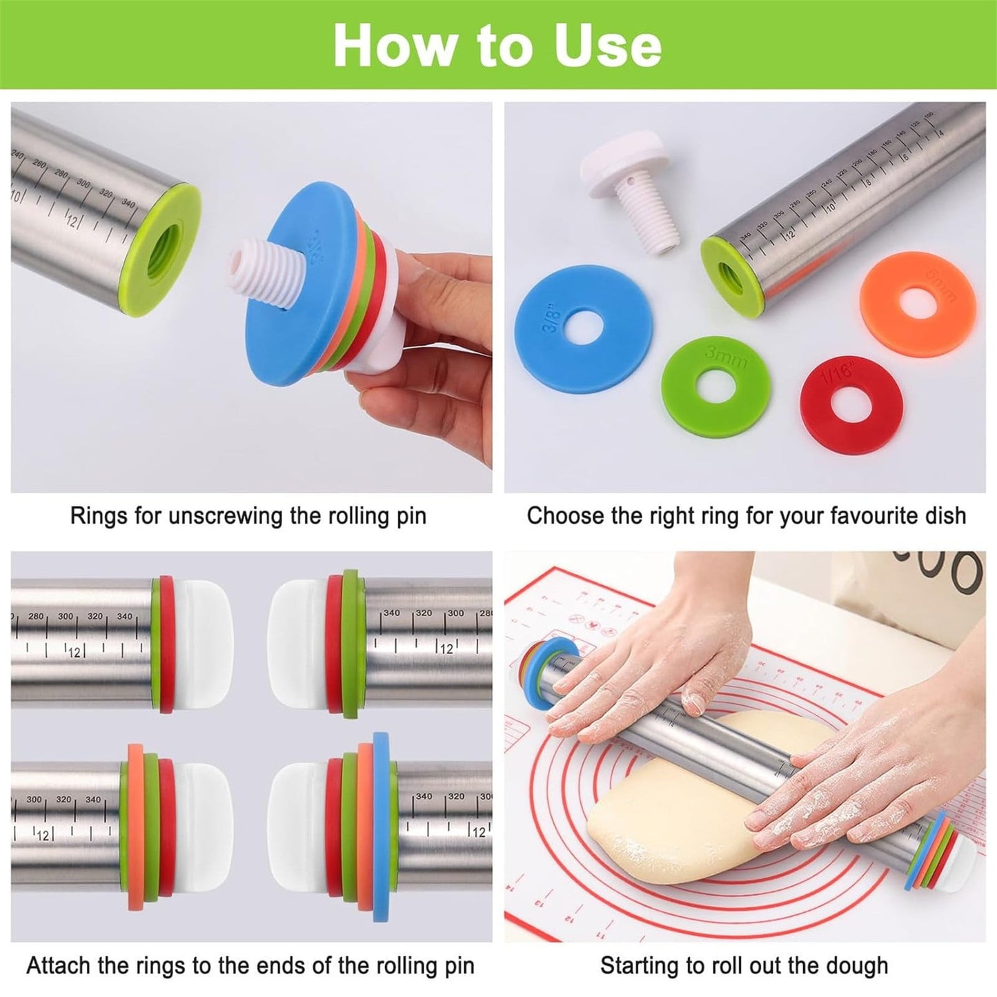 4Pc Bench Scraper,5" Green Multifunctional Dough Scraper For Scraping,Chopping &amp; Shaping,Bpa Free Plastic Scraper,Hard Bench Scraper,Pastry Bread Baking Tool,Cake Fondant Baking Essential