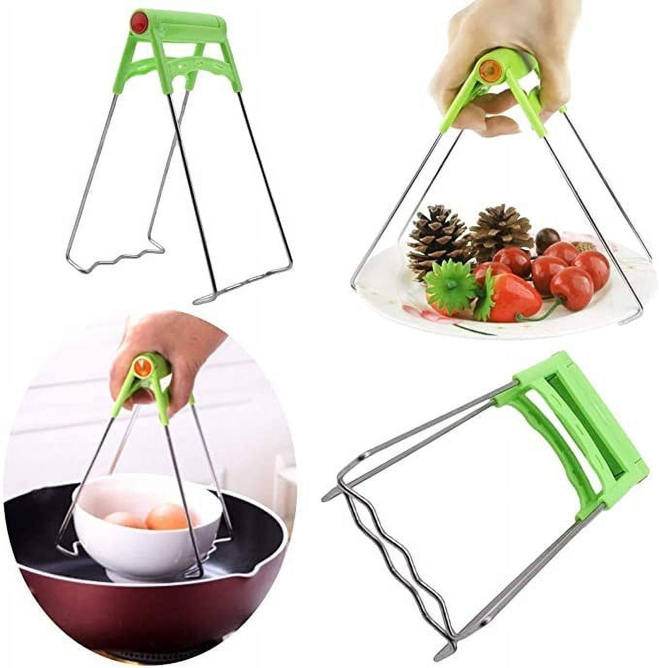 Kitchen Multifunctional Anti-Scald Tool Set - Stainless Steel Bowl Lifter, Pot Holder, and Heat-Resistant Gloves, Safe Gripping for Hot Dishes, Bowls, Pans, and Trays, Dishwasher Safe green