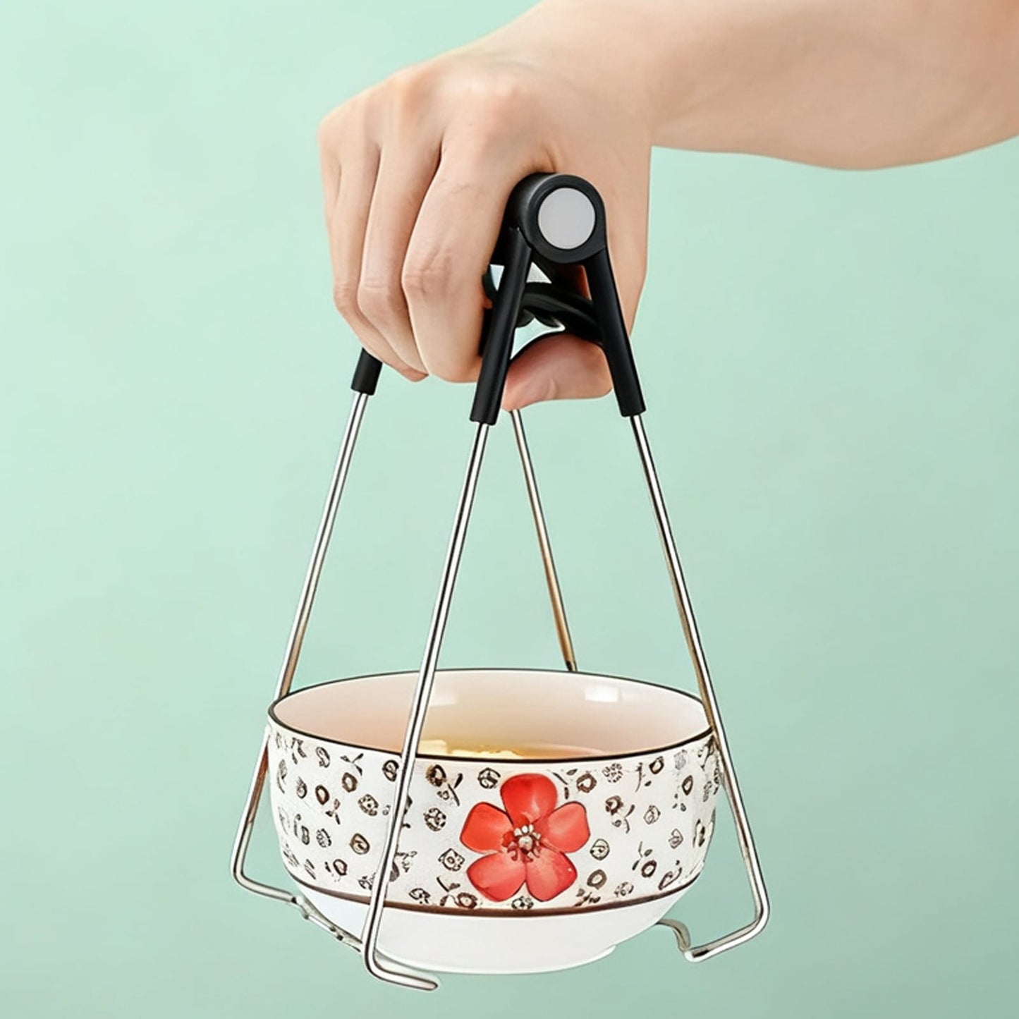 Universal Stainless Steel Plate Lifter,Folding Hot Dish Clip,Anti-Scald Bowl Retriever,Kitchen Tongs Tool,Heat-Resistant Dish Gripper,Multifunction Pan Holder,Hot Food Cookware Clip Black