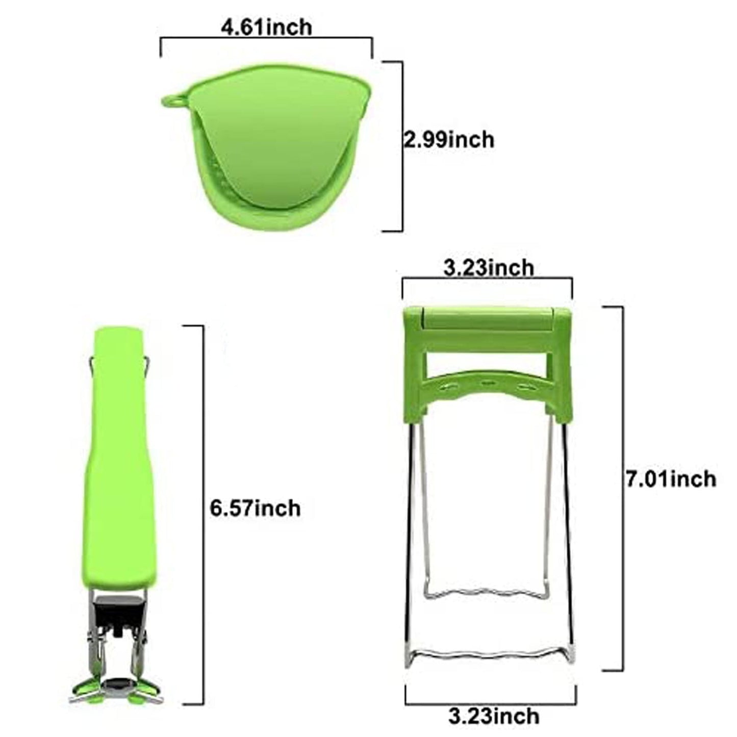 Kitchen Multifunctional Anti-Scald Tool Set - Stainless Steel Bowl Lifter, Pot Holder, and Heat-Resistant Gloves, Safe Gripping for Hot Dishes, Bowls, Pans, and Trays, Dishwasher Safe green