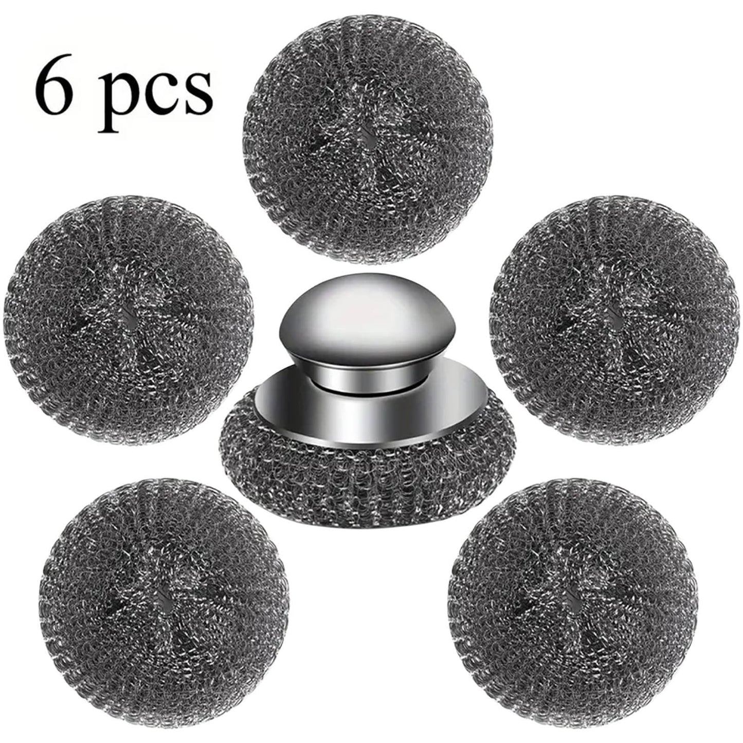 Stainless Steel Wool Pads,5 Replacement Pads,Detachable Design for Cleaning Cookware,Kitchen Use,Dishwashing Helper,Kitchen Cleaning Tool|Stainless Steel,Grey