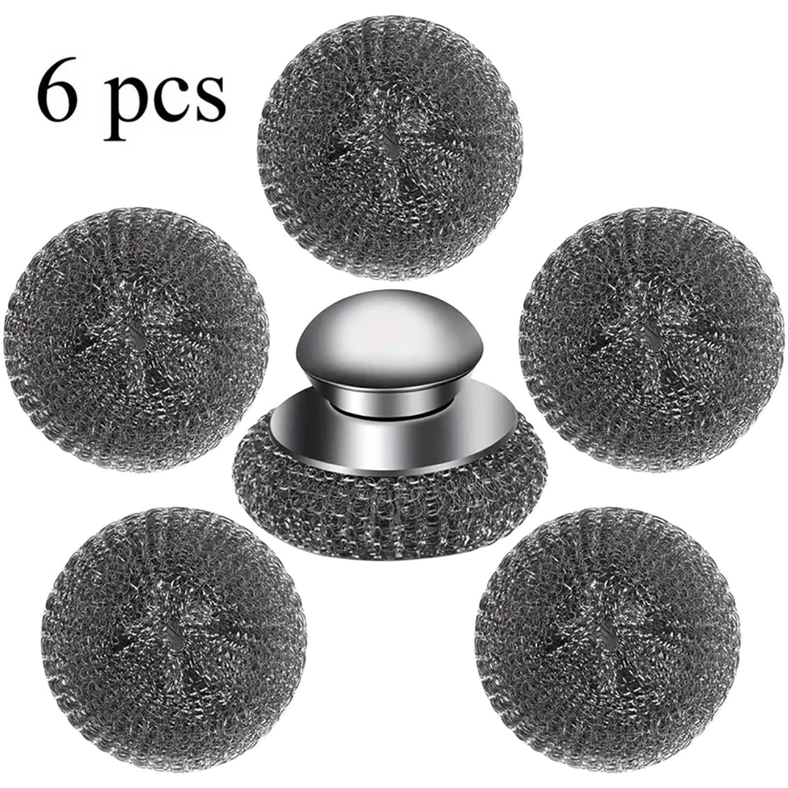 Stainless Steel Wool Pads,5 Replacement Pads,Detachable Design for Cleaning Cookware,Kitchen Use,Dishwashing Helper,Kitchen Cleaning Tool|Stainless Steel,Grey,NCHKUN