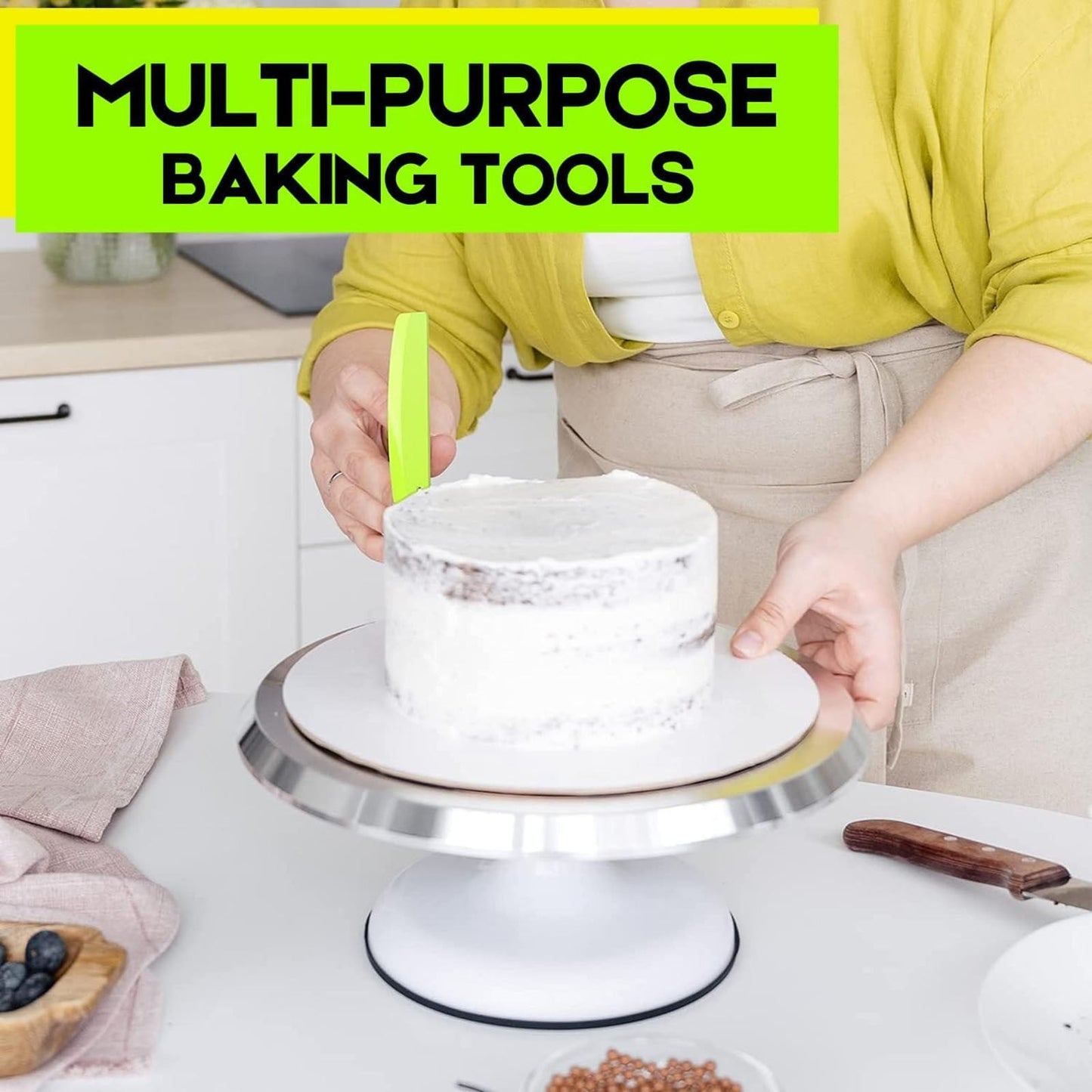 4Pc Bench Scraper,5" Green Multifunctional Dough Scraper For Scraping,Chopping &amp; Shaping,Bpa Free Plastic Scraper,Hard Bench Scraper,Pastry Bread Baking Tool,Cake Fondant Baking Essential