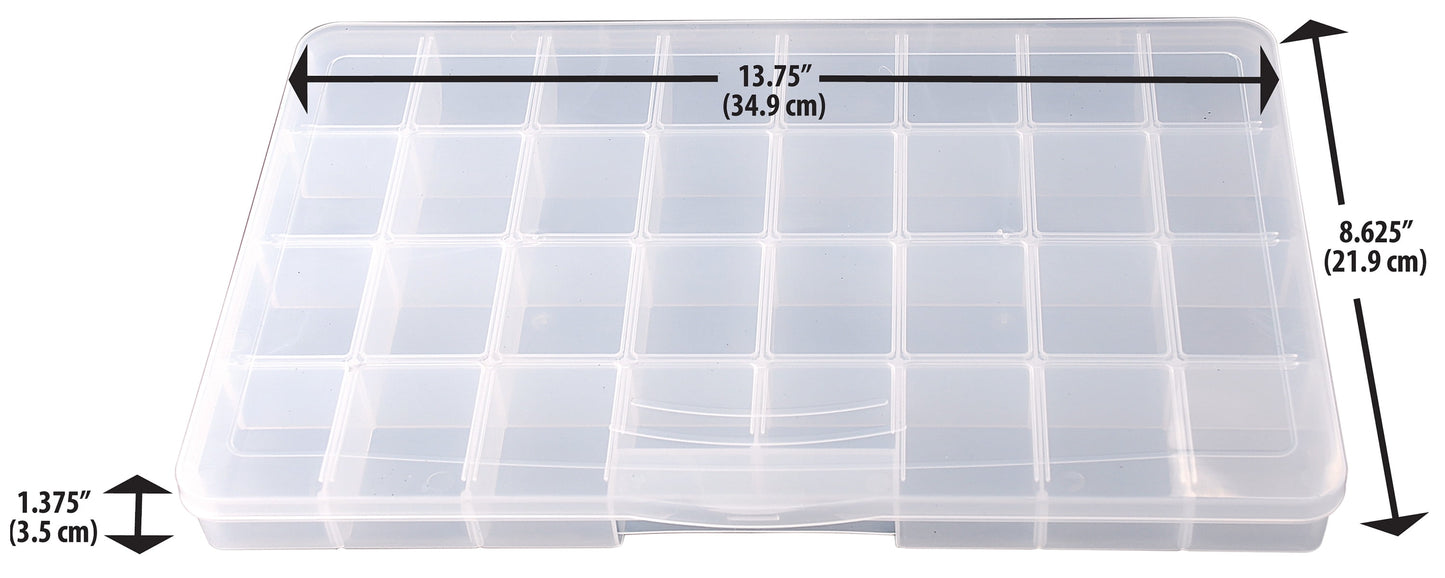 32 Comp Large Bead Keeper Box - Clear Plastic - 2176