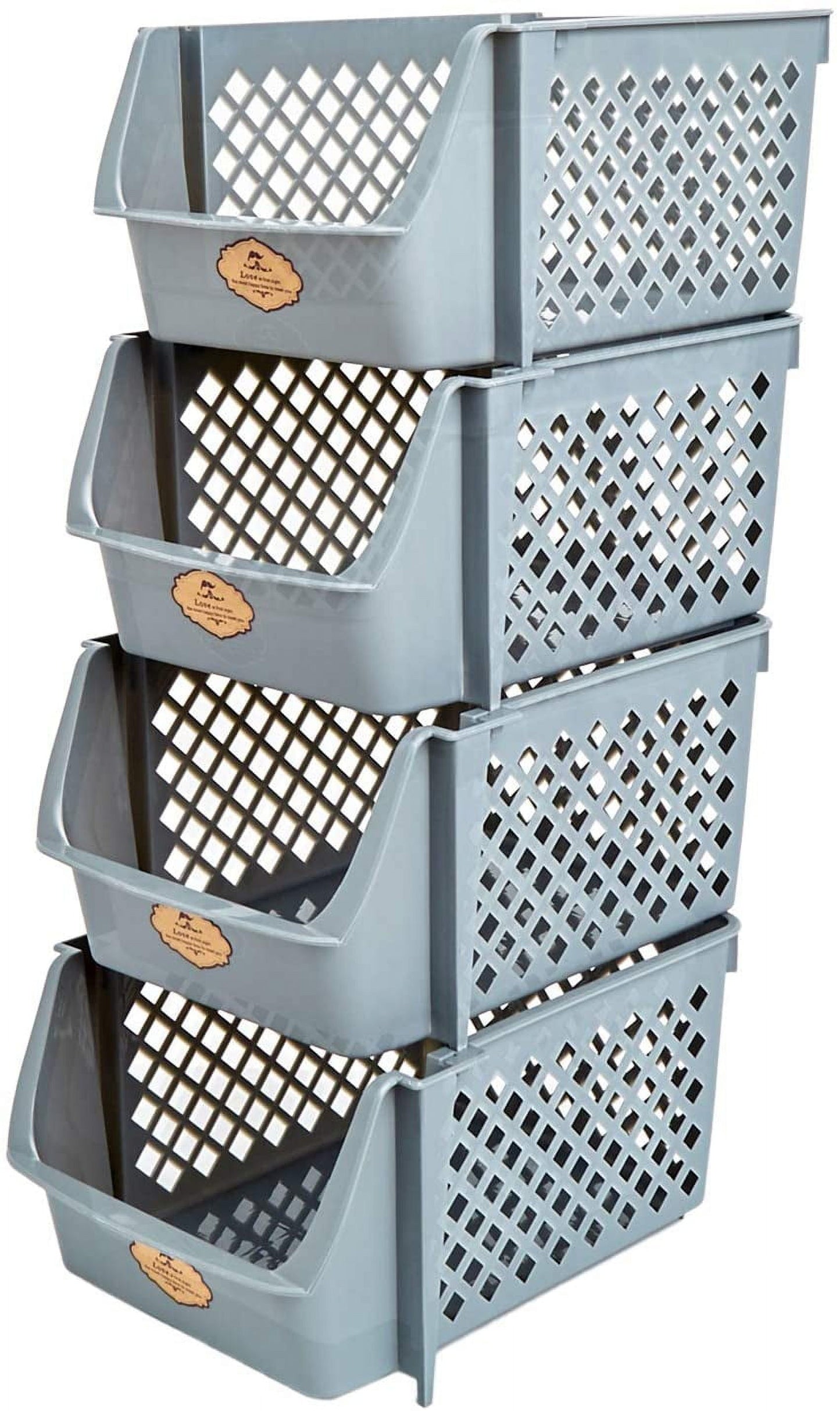Storage Bins Set of 4, Plastic Storage Containers for Organization and Storage, Gray