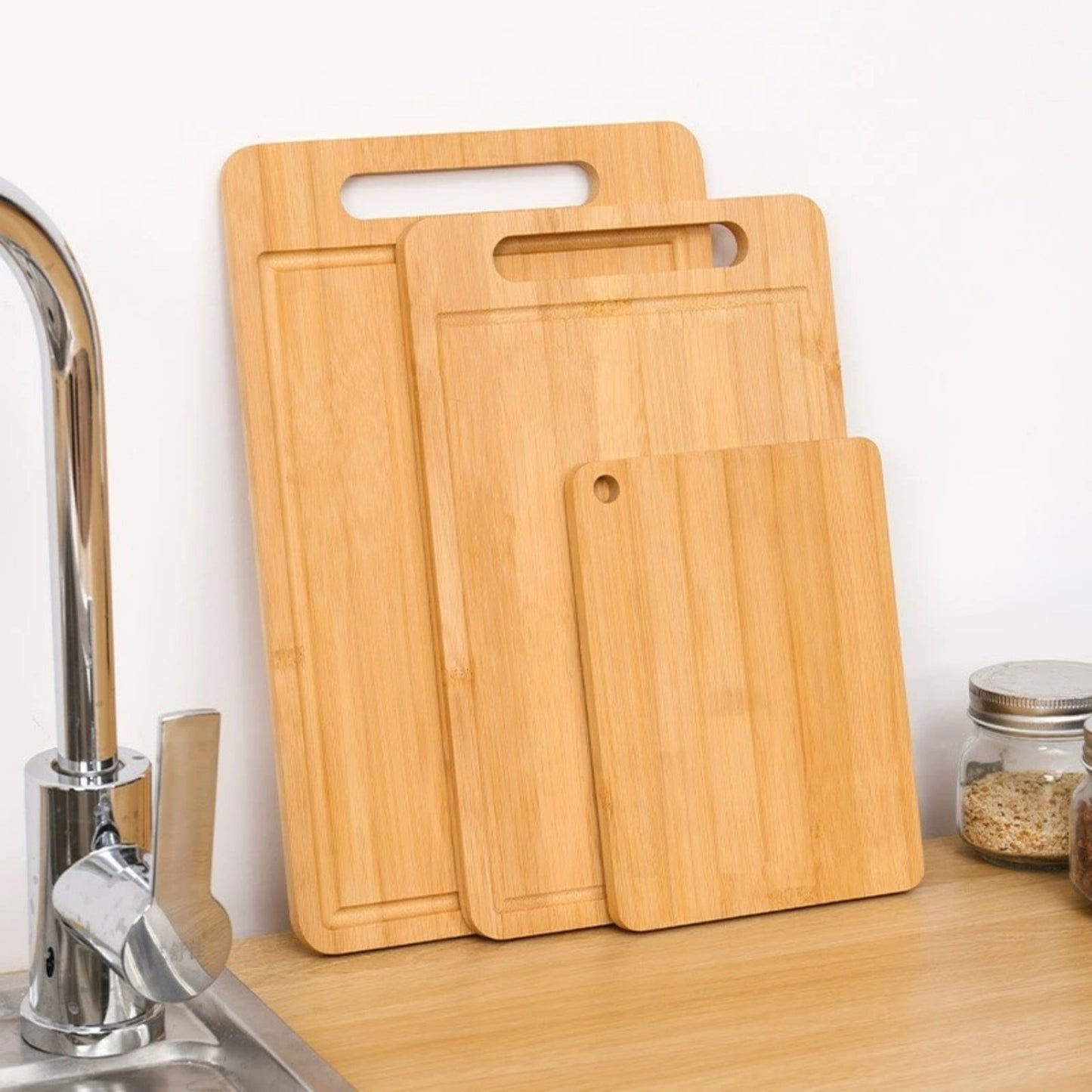 Wood Cutting Board, Reversible Chopping Boards with Hanging Hole Dishwasher Safe Meal Prep and Serving Boards for Kitchen
