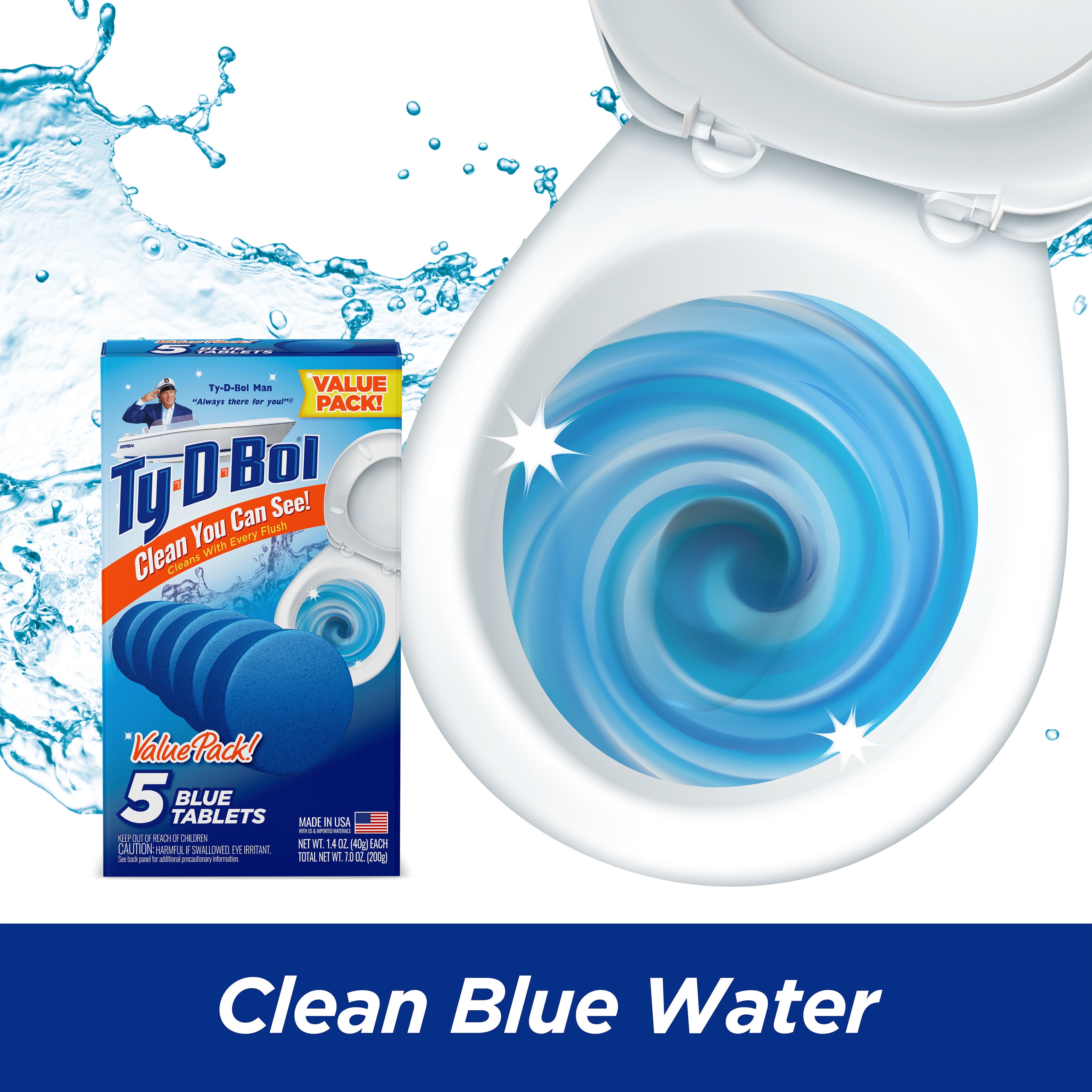 Ty-D-Bol Bleach-Free Toilet Bowl Cleaner Tablets, 1.4 oz, 5 Count