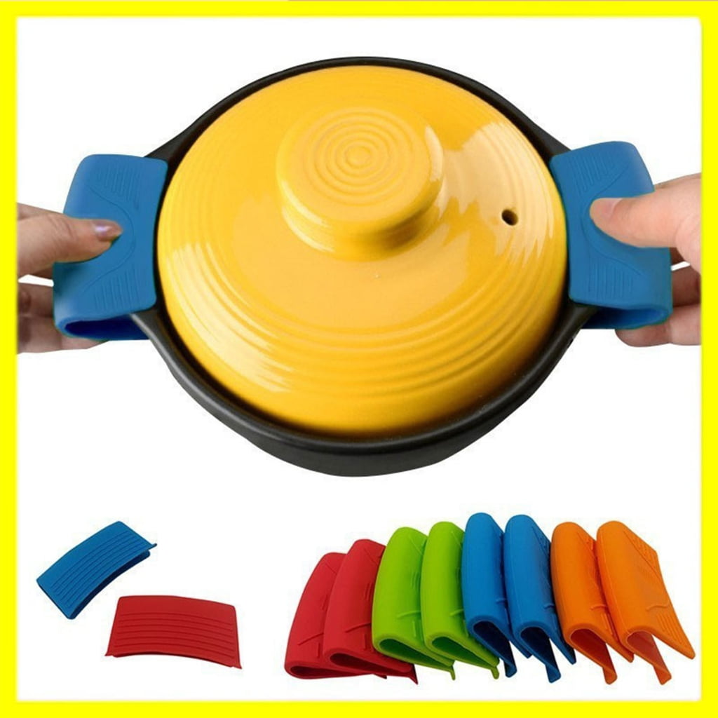 2 Pcs Silicone Assist Hot Pan Handle Holder Pot Holders for Enameled Griddles Casseroles Frying Pans Cookware