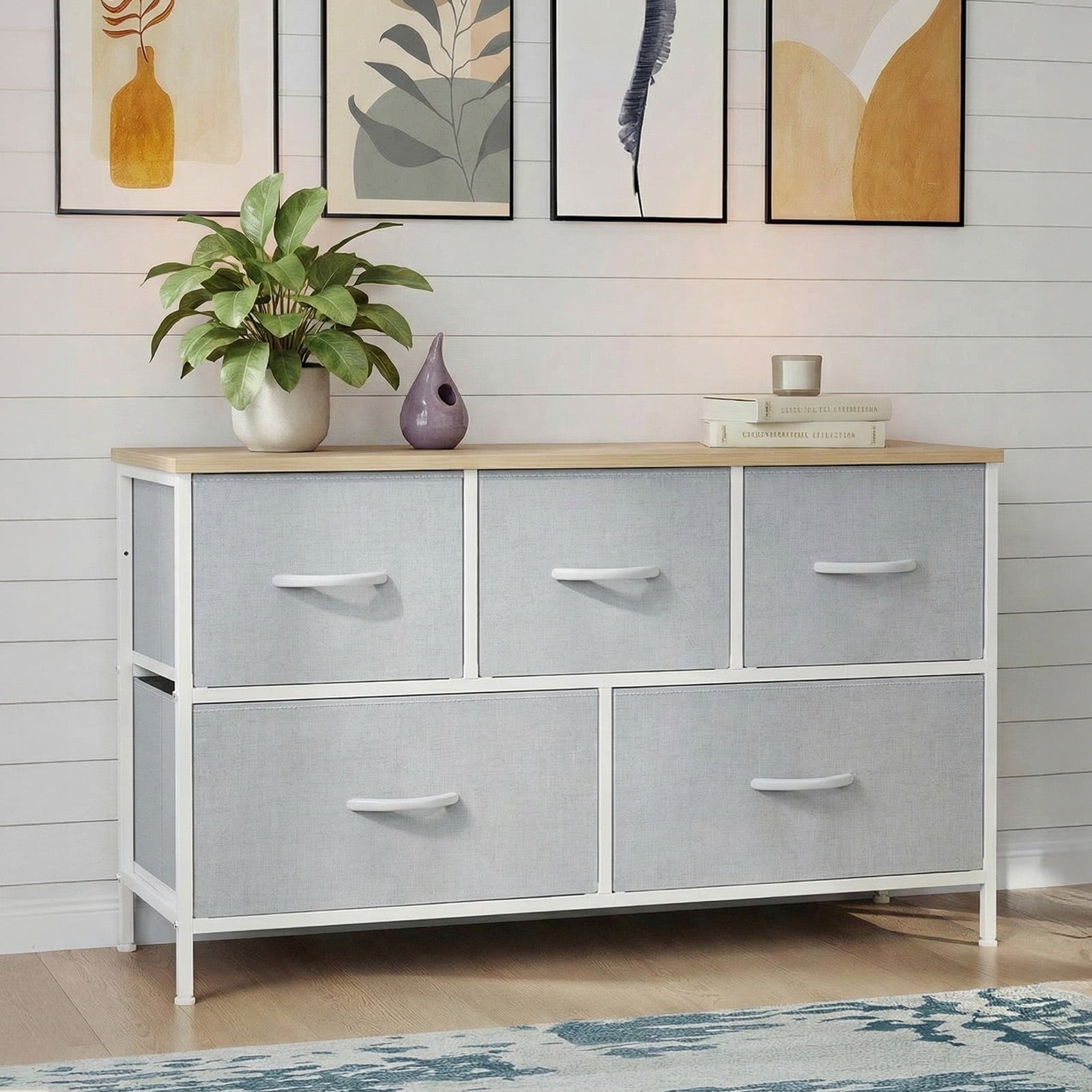 edx 5 Drawers Fabric Dresser for Bedroom, Drawer Organizer Storage Cabinet for Closet, Clothes, TV Stand, Black