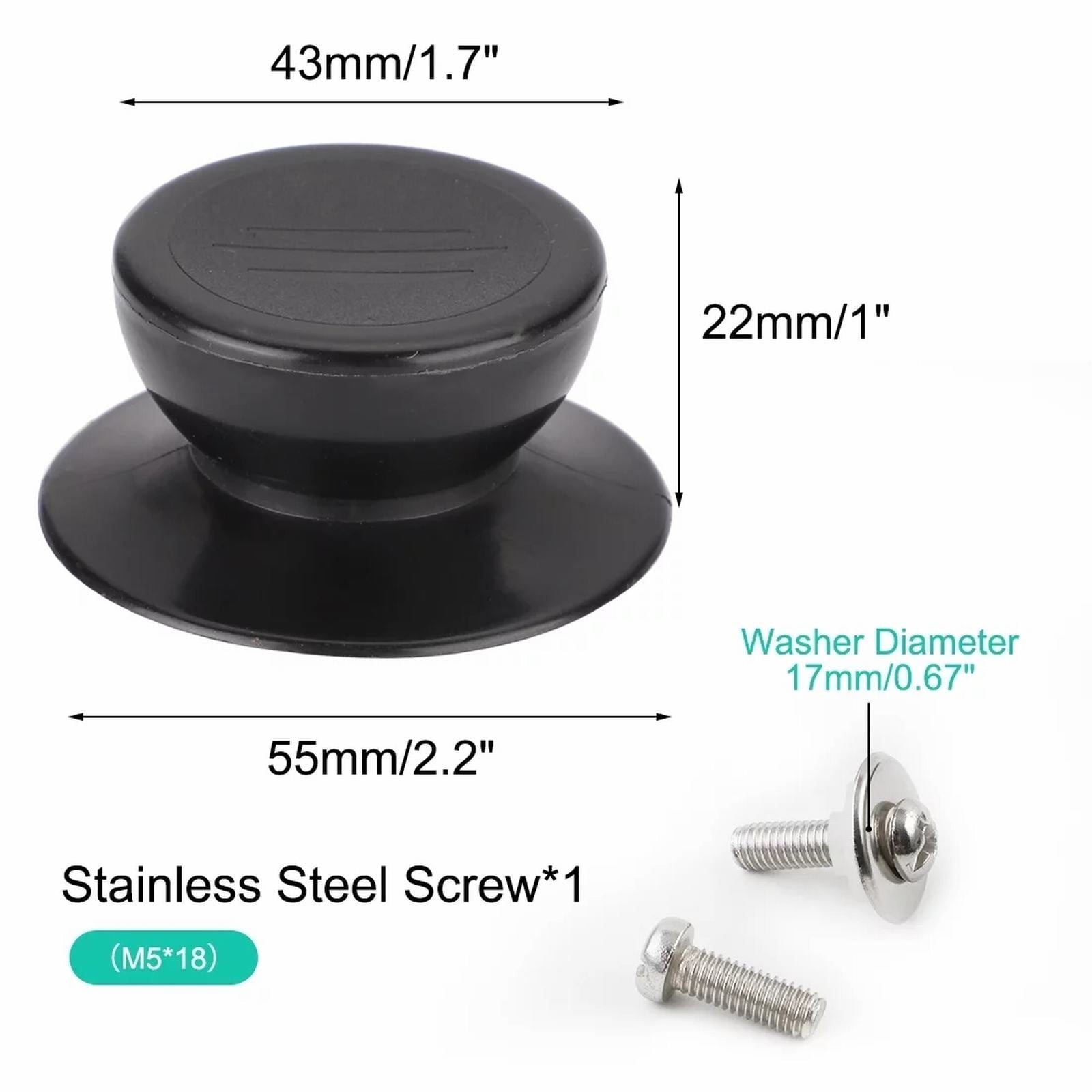 5 Pcs Universal Pot Lid Cover Knobs, Replacement Lid Handles, Heat-Resistant Black Plastic Knobs for Kitchen Bakeware Assessories Cover Black Great Helper