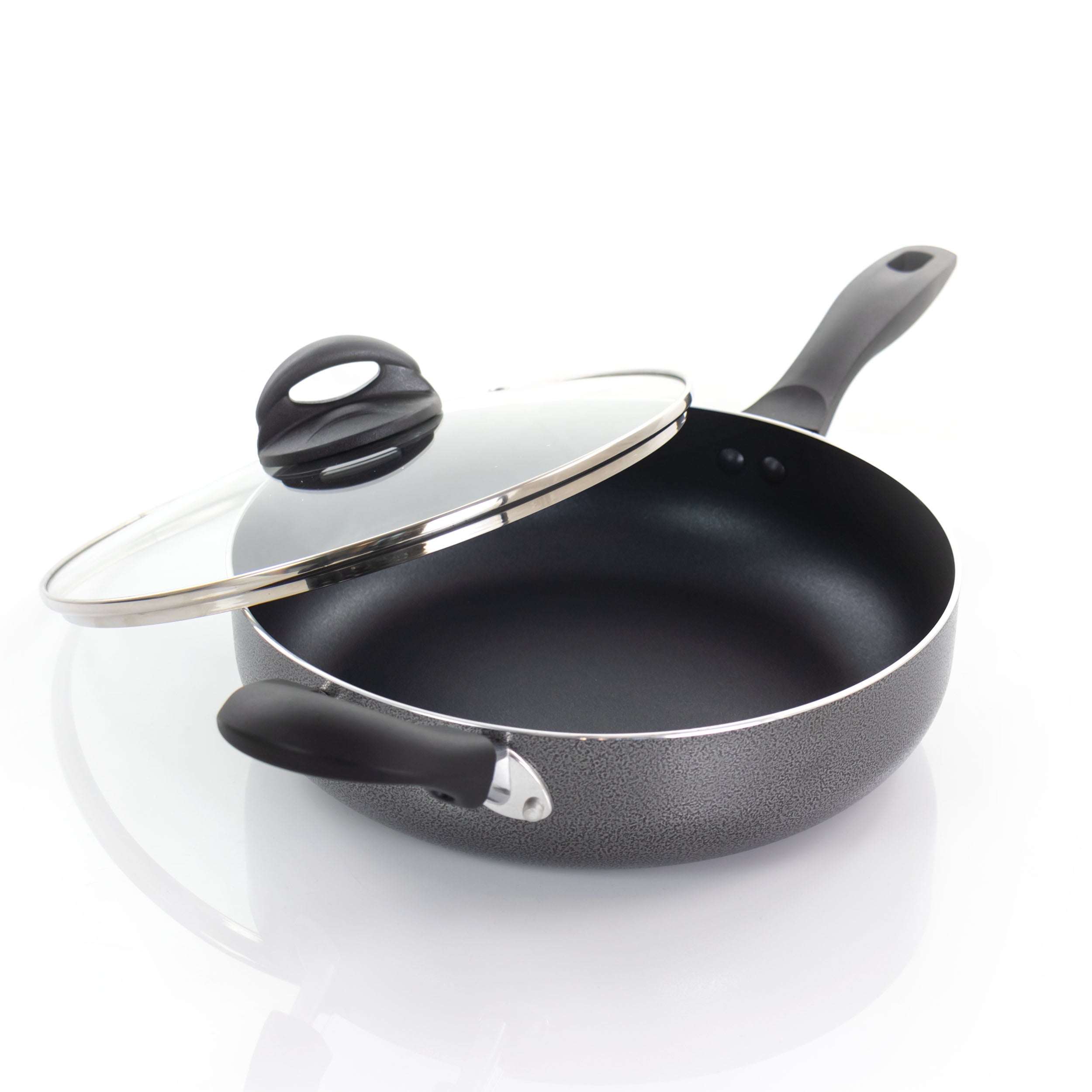 75663.02 10.25 in. Claiborne Aluminum Covered Saute Pan with Helper, Charcoal Grey